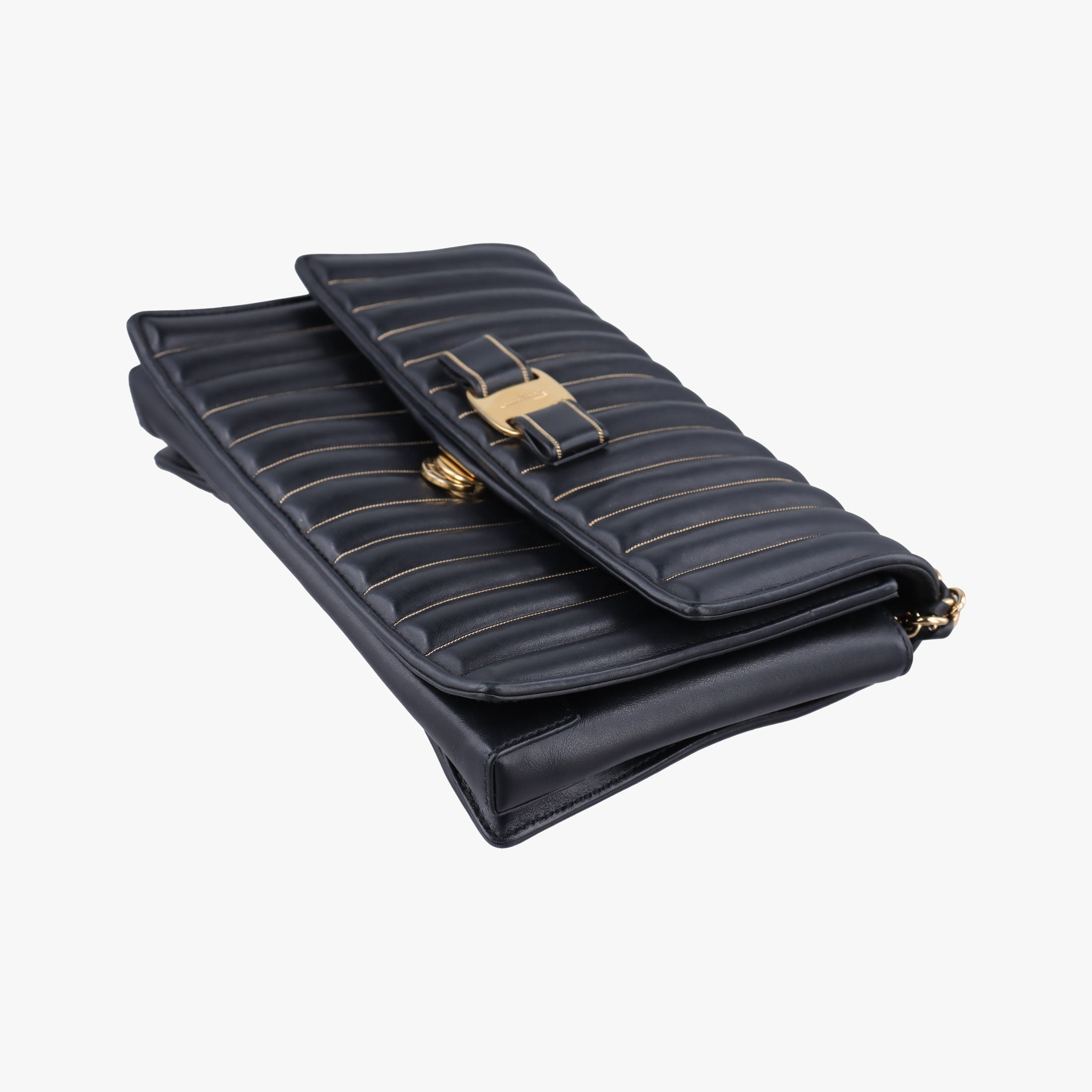 Vara Logo Ribbon Stripe Black Leather AU-21/F164ヴァラ ロゴ リボン ストライプ ブラック レザー AU-21/F164