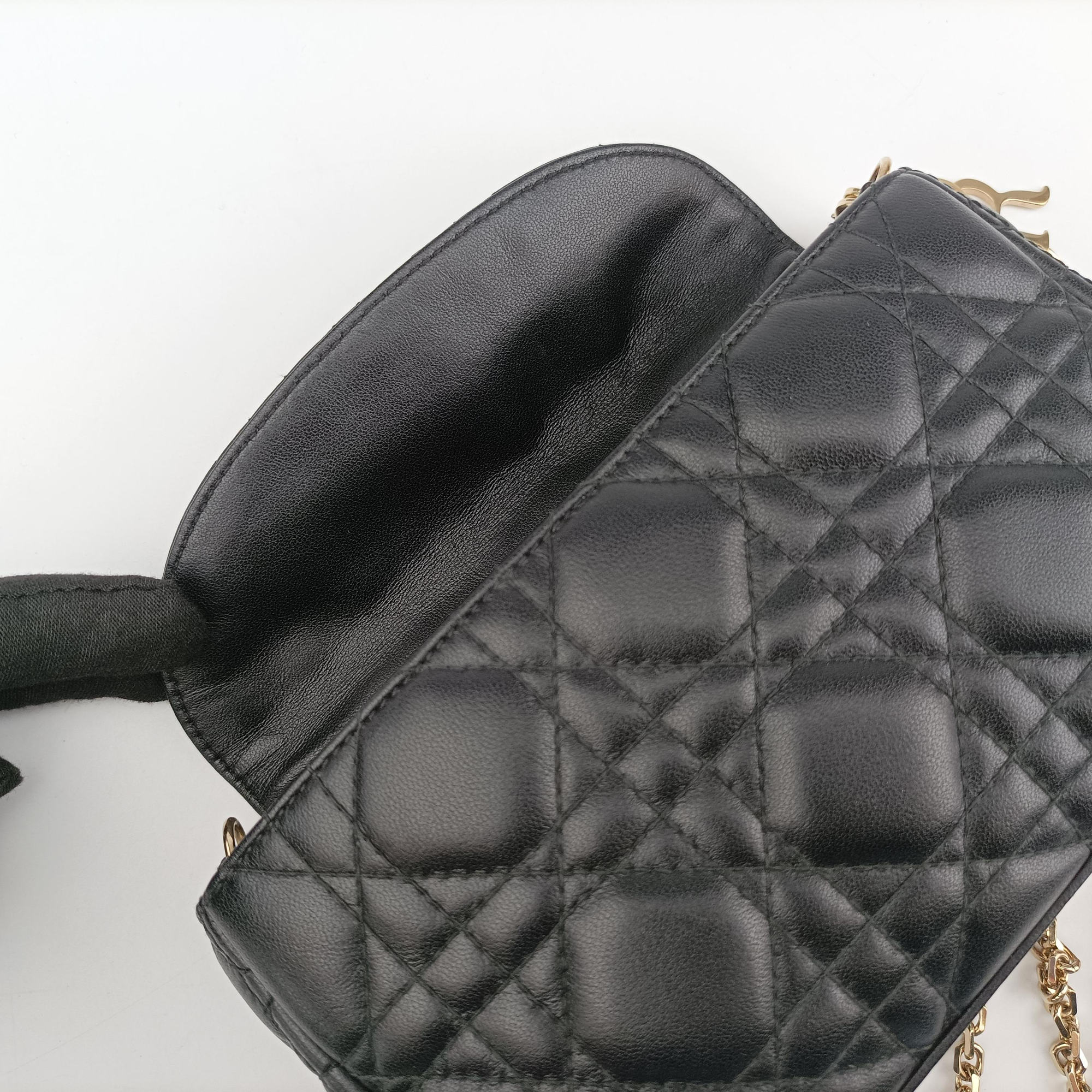 Lady Dior Cannage chain Black lambskin 28-MA-1127レディディオール カナージュ チェーン ブラック ラムスキン 28-MA-1127