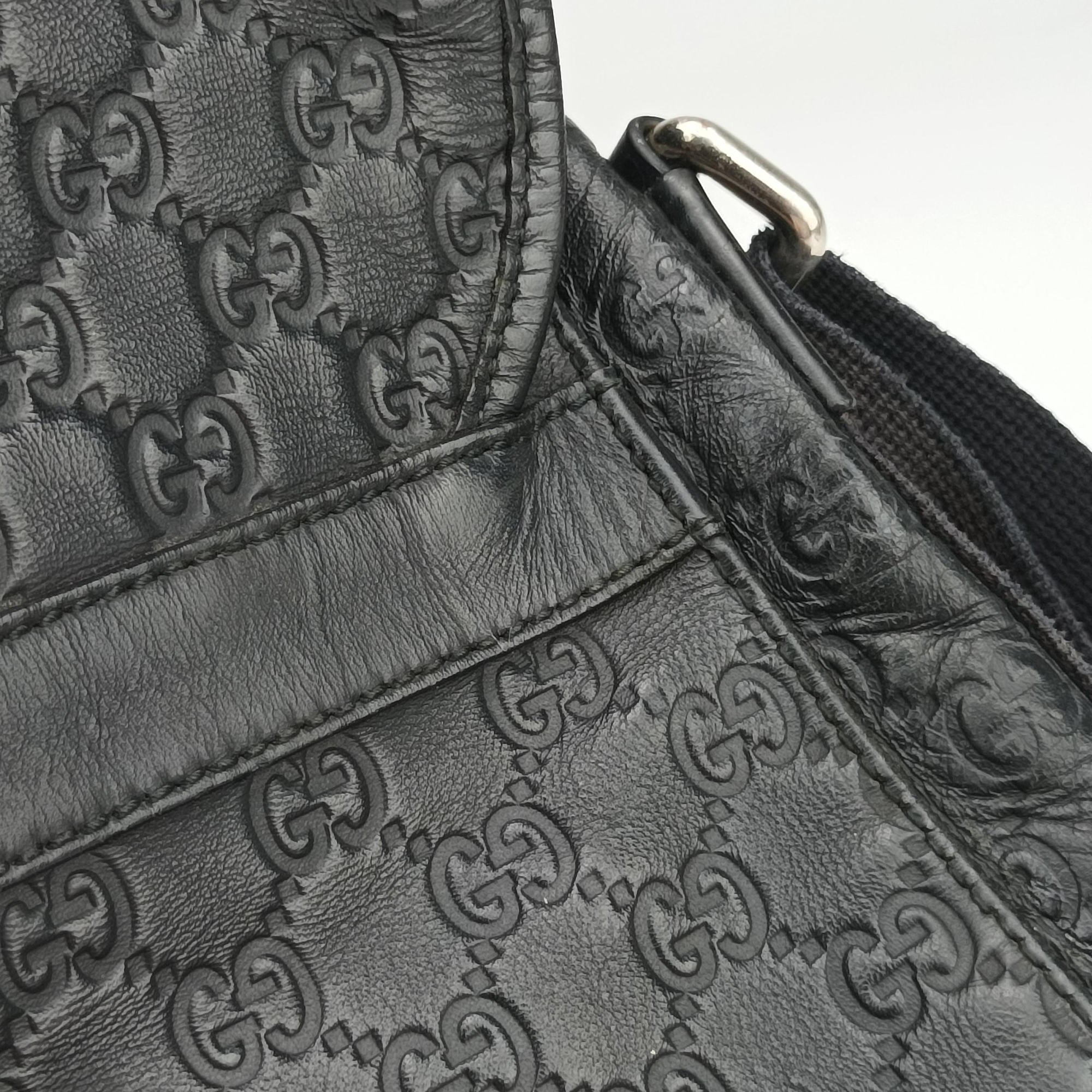 Guccissima Rubber Messenger Black Leather 246067 B010554306グッチシマ メッセンジャー ブラック レザー 246067 B010554306