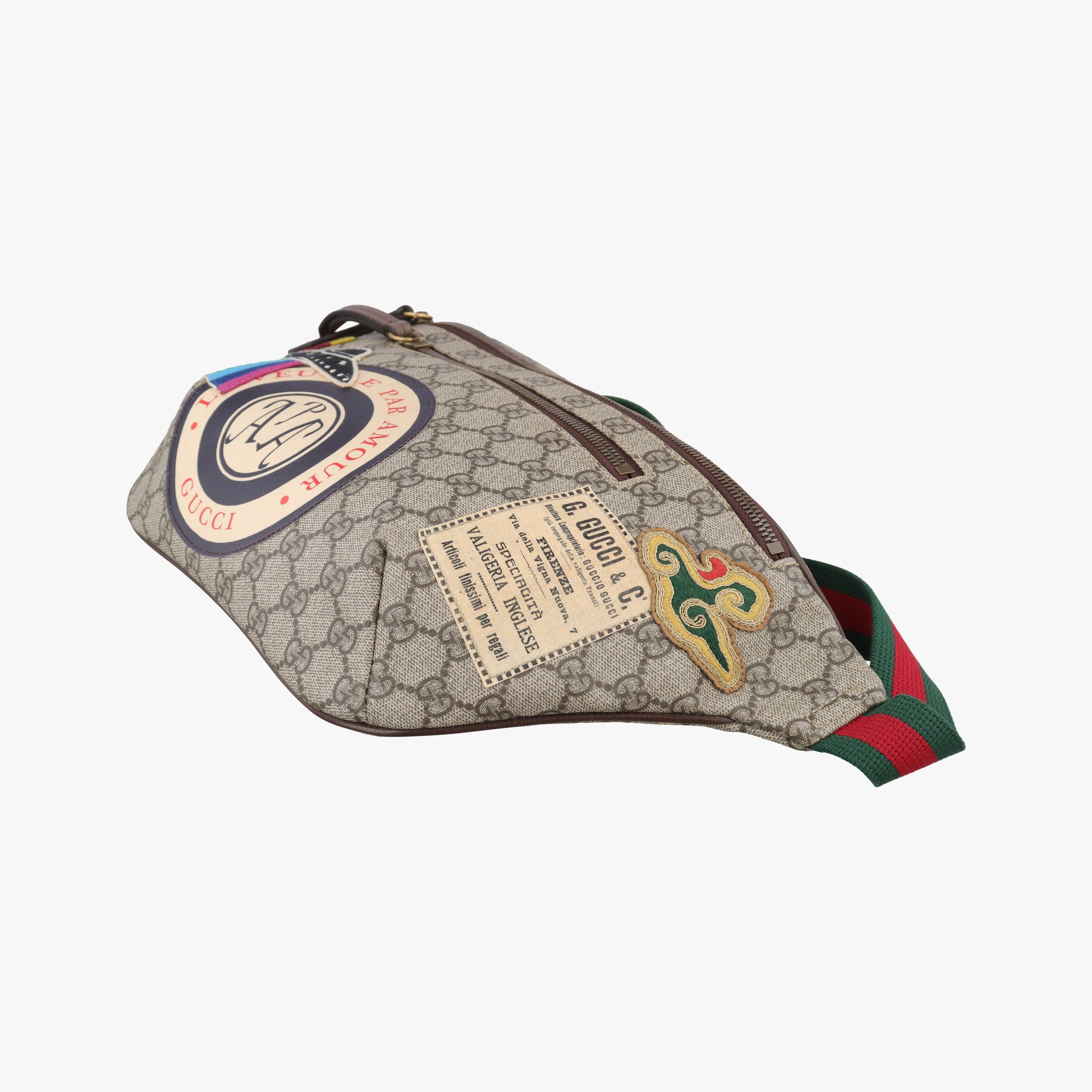 GG Supreme Courrier Brown×multicolor PVC coated canvas 529711 F026899722GGスプリーム クーリエ UFOワッペン ブラウン×マルチカラー PVCコーティングキャンバス 529711 F026899722
