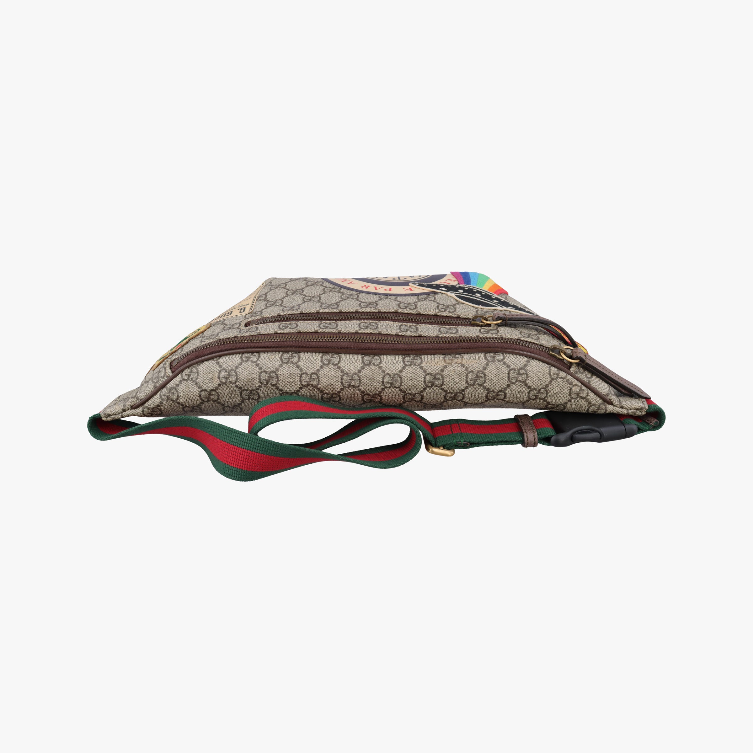 GG Supreme Courrier Brown×multicolor PVC coated canvas 529711 F026899722GGスプリーム クーリエ UFOワッペン ブラウン×マルチカラー PVCコーティングキャンバス 529711 F026899722