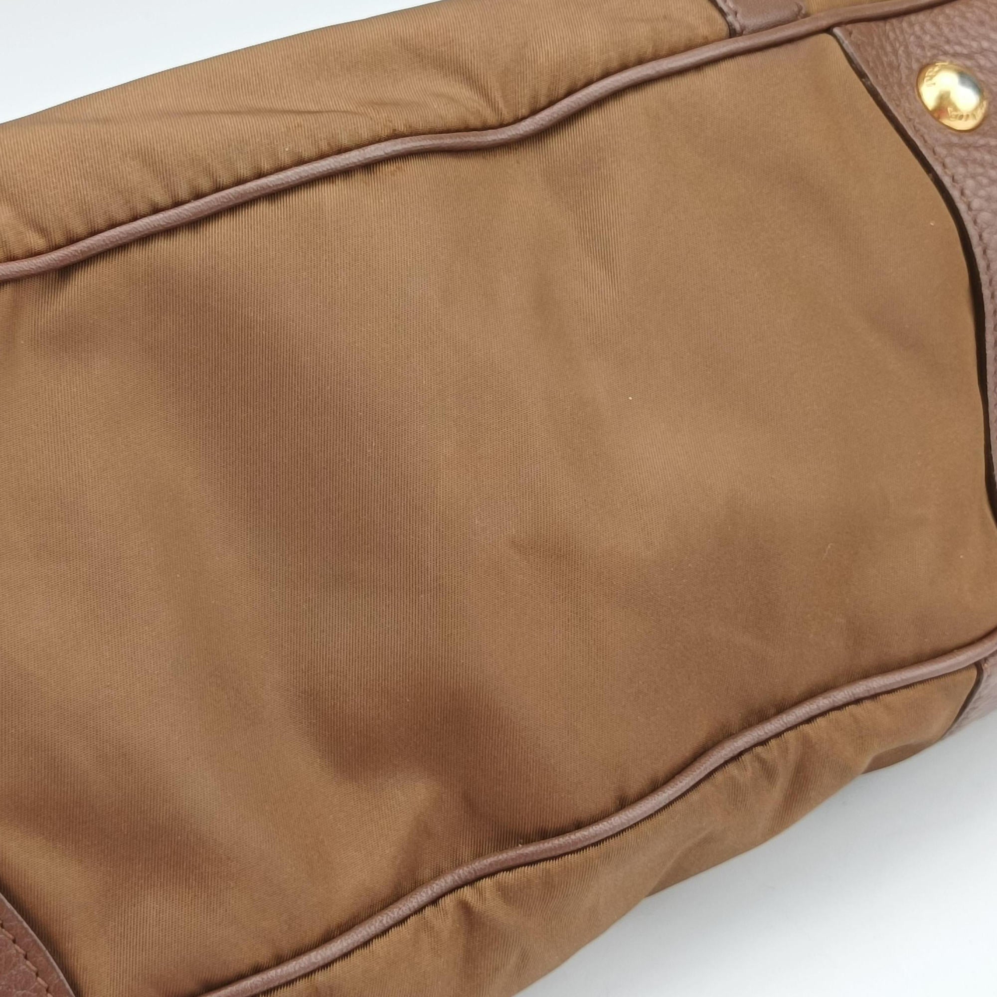 Tessuto Nappa Gaufre Satchel Rovere Brown nylon×Leather 158テスート ナッパ ゴーフル サッチェル ローヴェレ ブラウン ナイロン×レザー 158