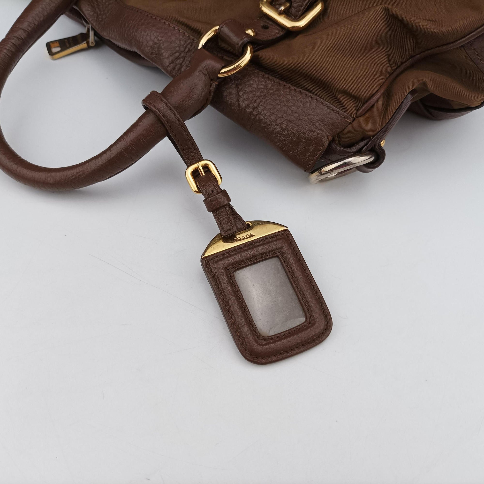 Tessuto Nappa Gaufre Satchel Rovere Brown nylon×Leather 158テスート ナッパ ゴーフル サッチェル ローヴェレ ブラウン ナイロン×レザー 158