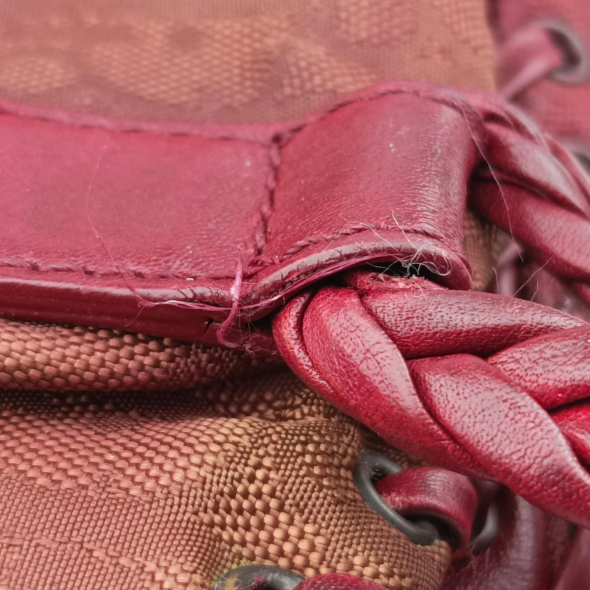 Ethnic Braided Tote burgundy×Multicolour canvas×leather 02-BO-0067エスニックブレイデッドトート ワインレッド×マルチカラー キャンバス × レザー 02-BO-0067
