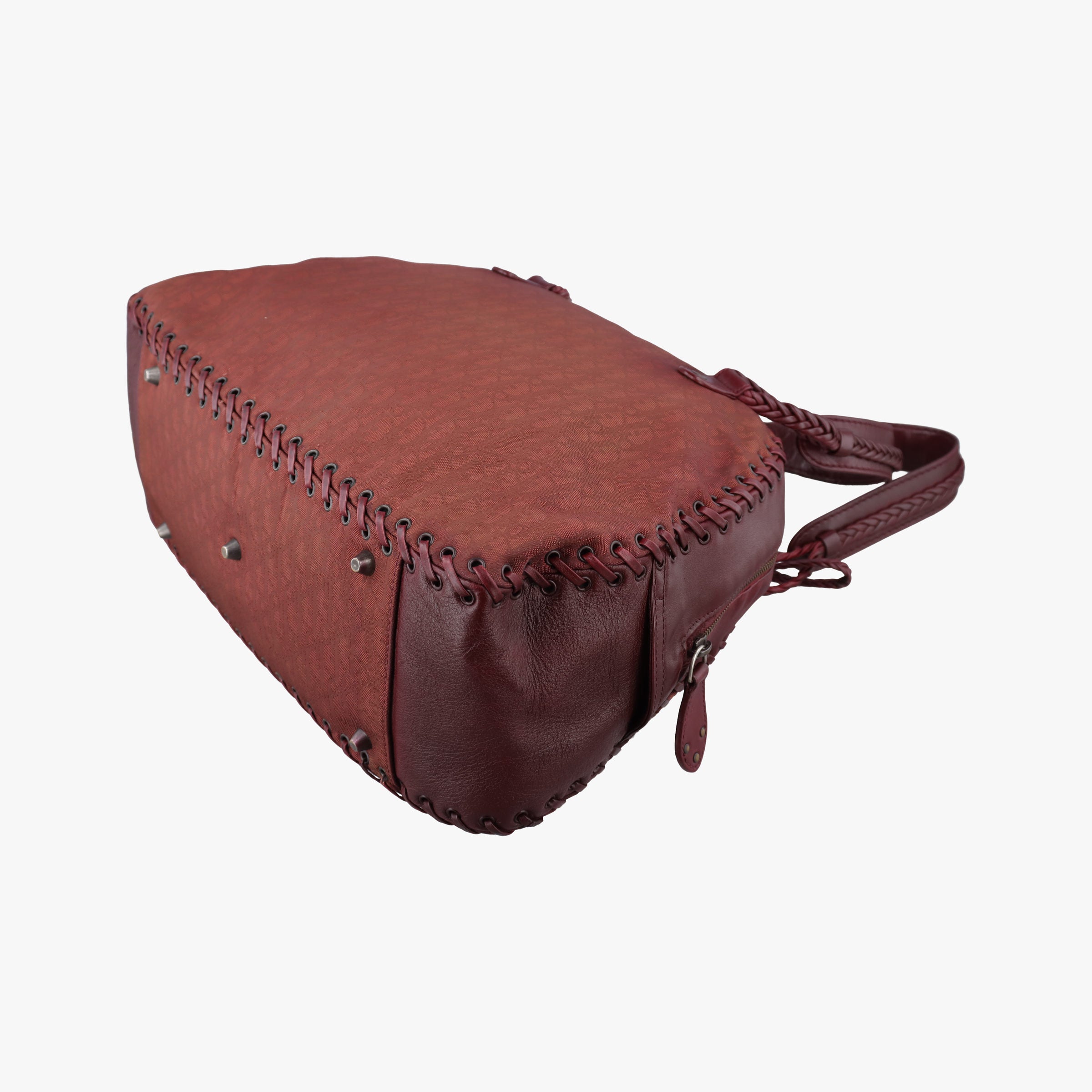 Ethnic Braided Tote burgundy×Multicolour canvas×leather 02-BO-0067エスニックブレイデッドトート ワインレッド×マルチカラー キャンバス × レザー 02-BO-0067