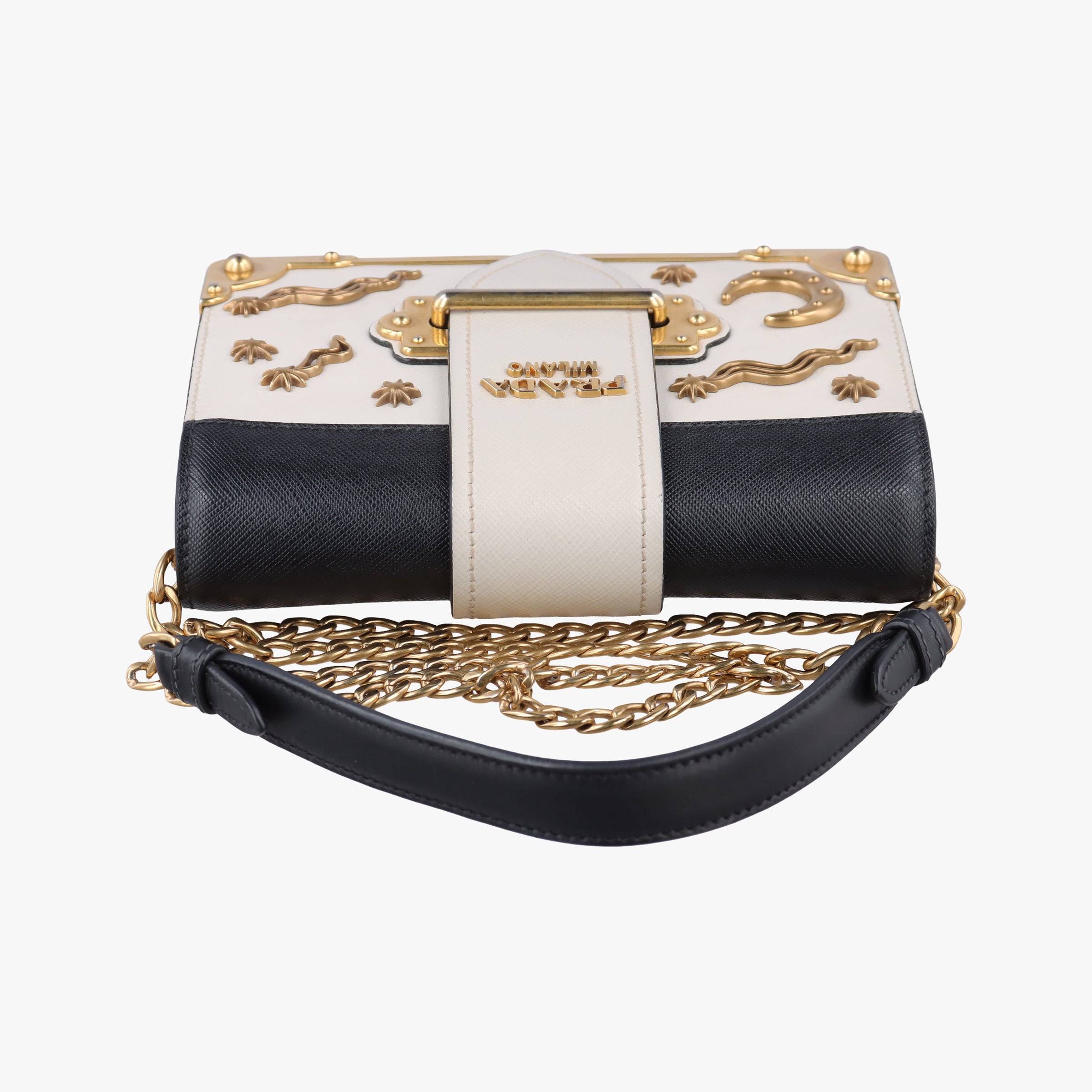 Astrology Cahier White×Black Saffiano leather×Leather 25アストロロジー カイエ ホワイト×ブラック サフィアーノレザー×レザー 25