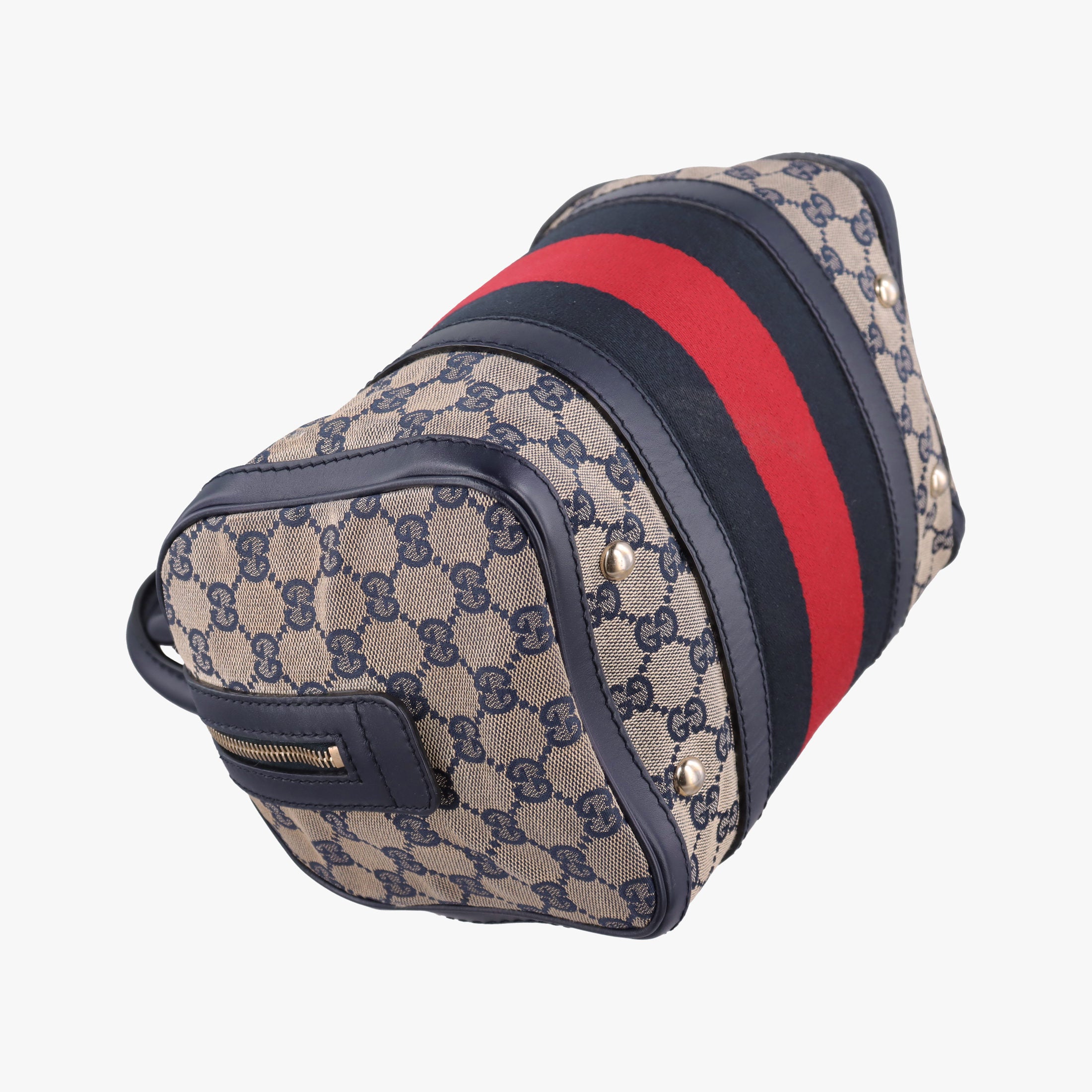 Sherry Line navy×red×beige Leather×canvas 269876 D014122371シェリーライン ネイビー×レッド×ベージュ レザー×キャンバス 269876 D014122371