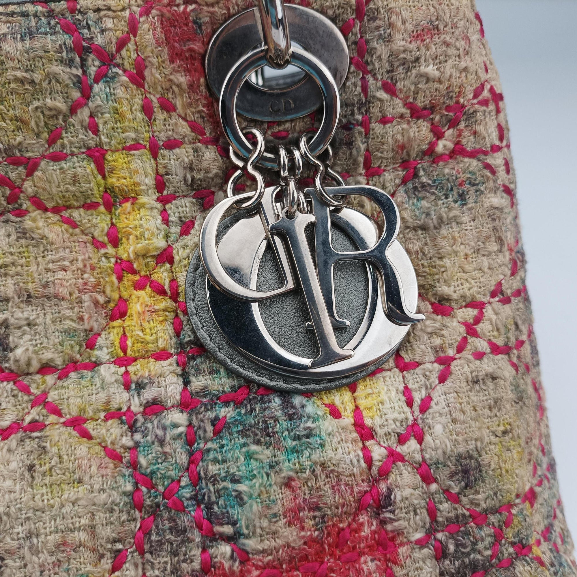 Lady Dior Multicolor Tweed Wool × Metallic Leather 02-MA-1101レディディオール マルチカラー ツイード × メタリックレザー 02-MA-1101