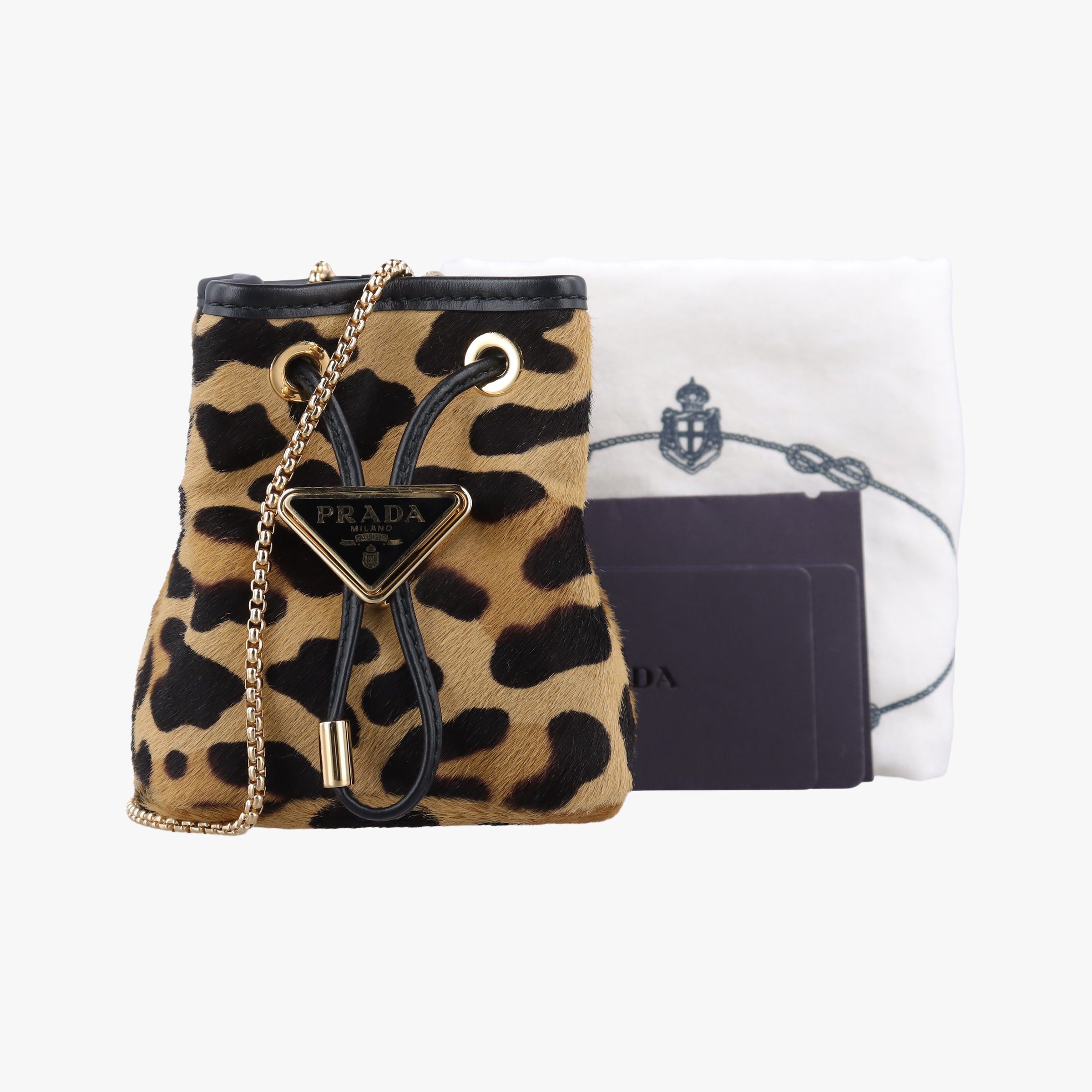 Leopard print mini pouch Beige x Black x Light Brown pony hair×leather 1NR016 42レオパード柄 ミニポーチ ベージュ×黒×ライトブラウン ハラコ×レザー 1NR016 42