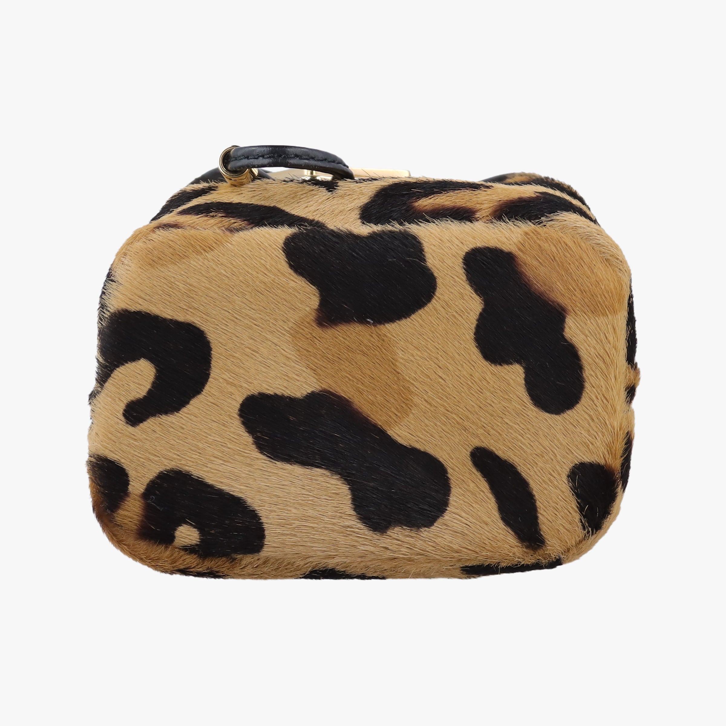 Leopard print mini pouch Beige x Black x Light Brown pony hair×leather 1NR016 42レオパード柄 ミニポーチ ベージュ×黒×ライトブラウン ハラコ×レザー 1NR016 42