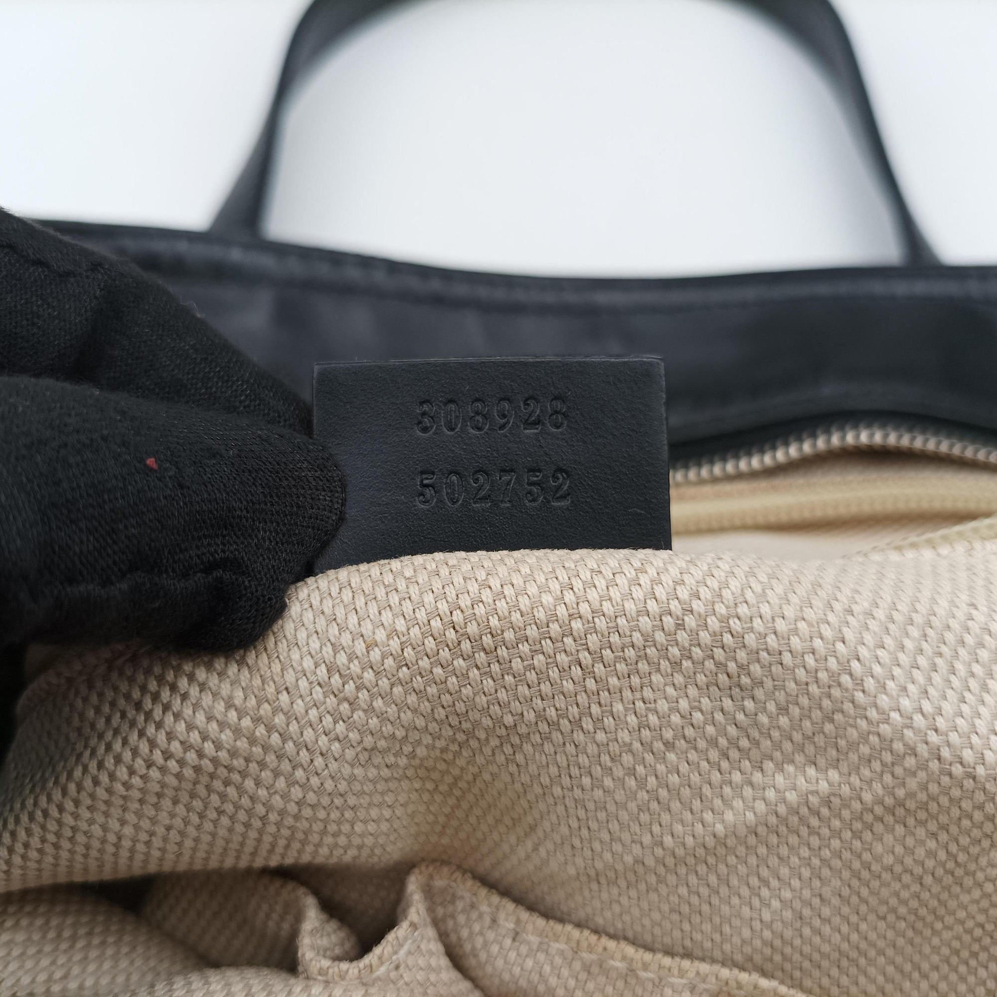 GG Canvas Web Sherry Line Tote Black Leather×Canvas 308928 G014567156GGキャンバス ウェブ シェリーライン トート ブラック レザー×キャンバス 308928 G014567156
