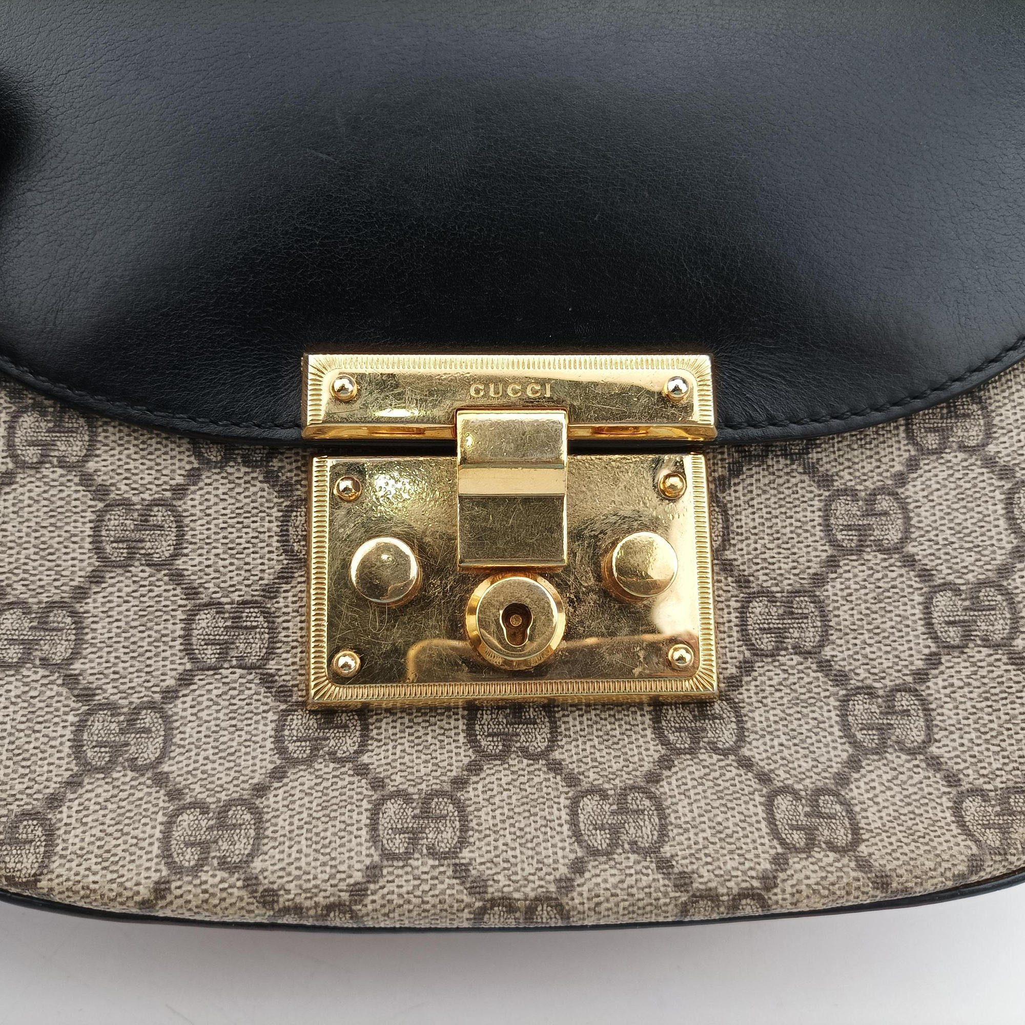 Padlock Guccissima Beige×Black PVC coated canvas×Leather 453189 C021083786グッチッシマ パドロック ベージュ×ブラック PVCコーティングキャンバス×レザー 453189 C021083786