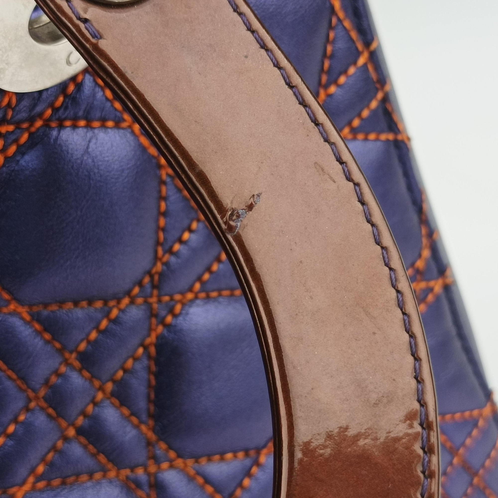 Lady Dior Purple×Orange×Brown Lambskin 15-BO-1111レディディオール パープル×オレンジ×ブラウン ラムスキン 15-BO-1111