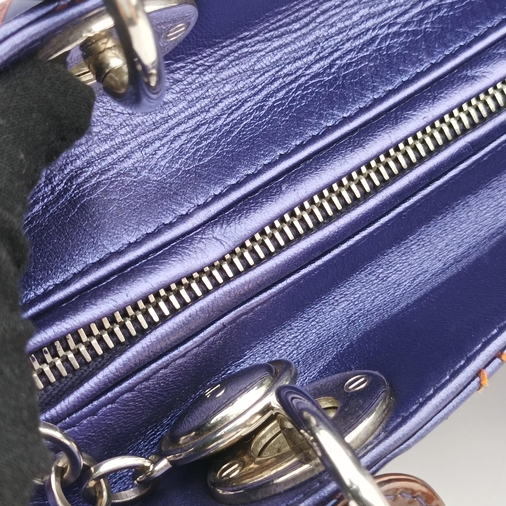 Lady Dior Purple×Orange×Brown Lambskin 15-BO-1111レディディオール パープル×オレンジ×ブラウン ラムスキン 15-BO-1111