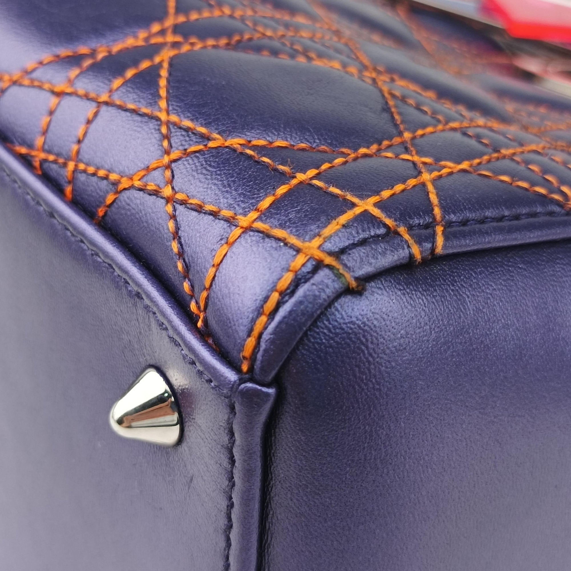 Lady Dior Purple×Orange×Brown Lambskin 15-BO-1111レディディオール パープル×オレンジ×ブラウン ラムスキン 15-BO-1111