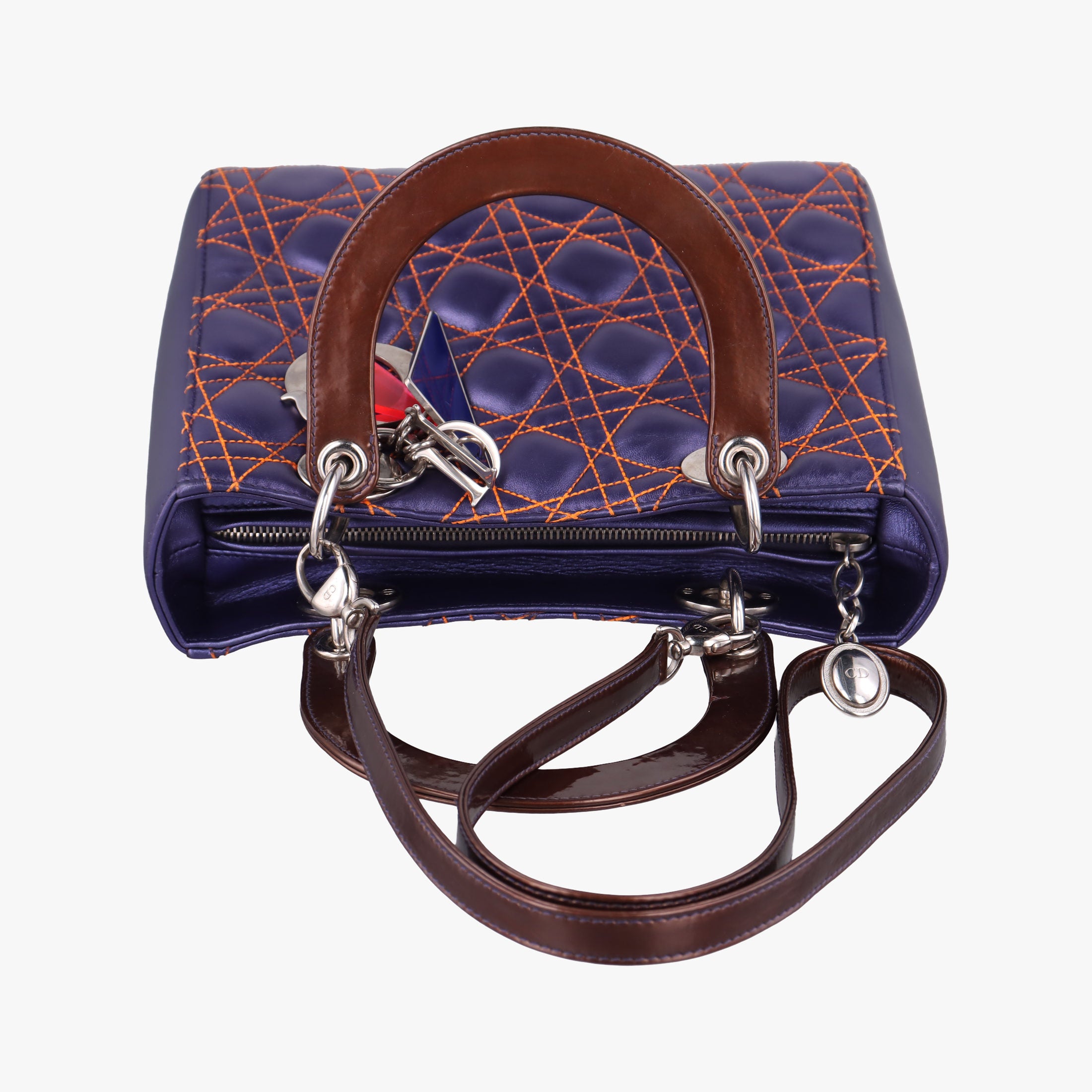 Lady Dior Purple×Orange×Brown Lambskin 15-BO-1111レディディオール パープル×オレンジ×ブラウン ラムスキン 15-BO-1111