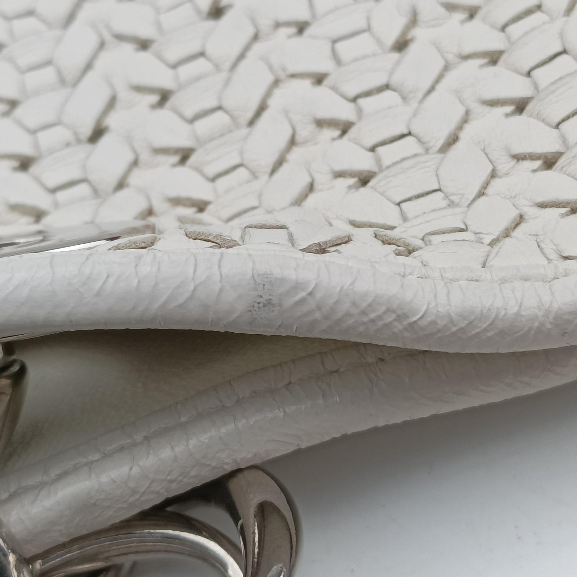 Soft Lady Dior Canage INTRECCIATO Tote White lambskin 96-MA-0098ソフト レディディオール カナージュ イントレチャート トート ホワイト ラムスキン 96-MA-0098