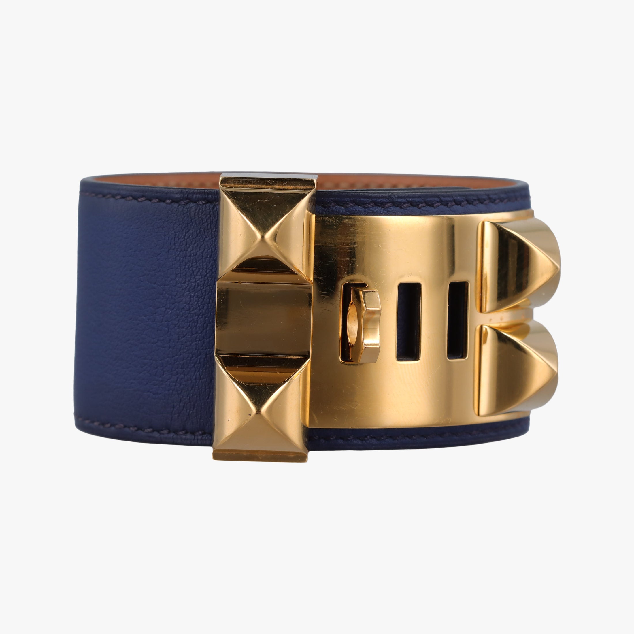 Collier de Chien Blue×golden Leather × GP L SI ▢Qコリエ ド シアン ブルー×ゴールド レザー×GP L SI ▢Q