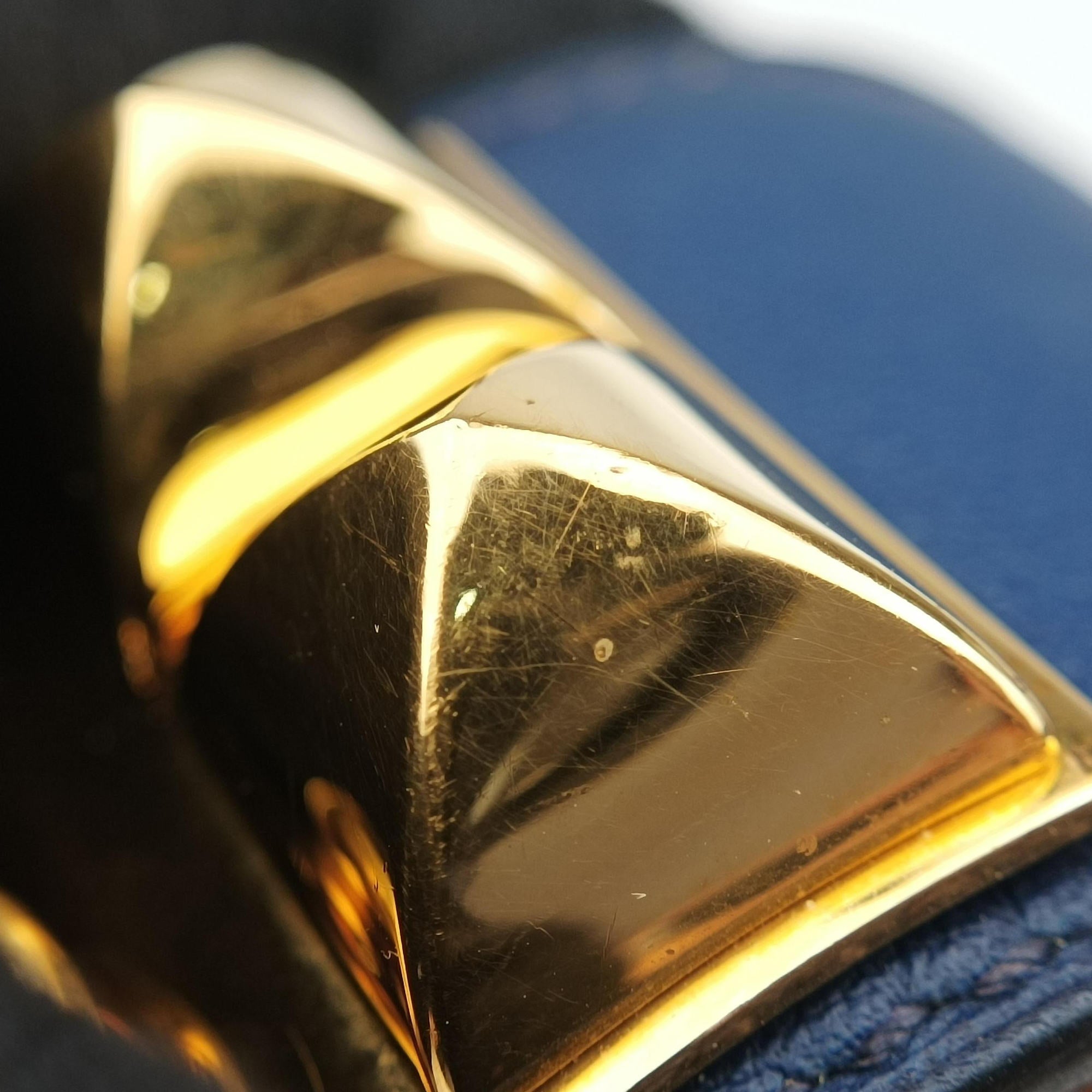 Collier de Chien Blue×golden Leather × GP L SI ▢Qコリエ ド シアン ブルー×ゴールド レザー×GP L SI ▢Q