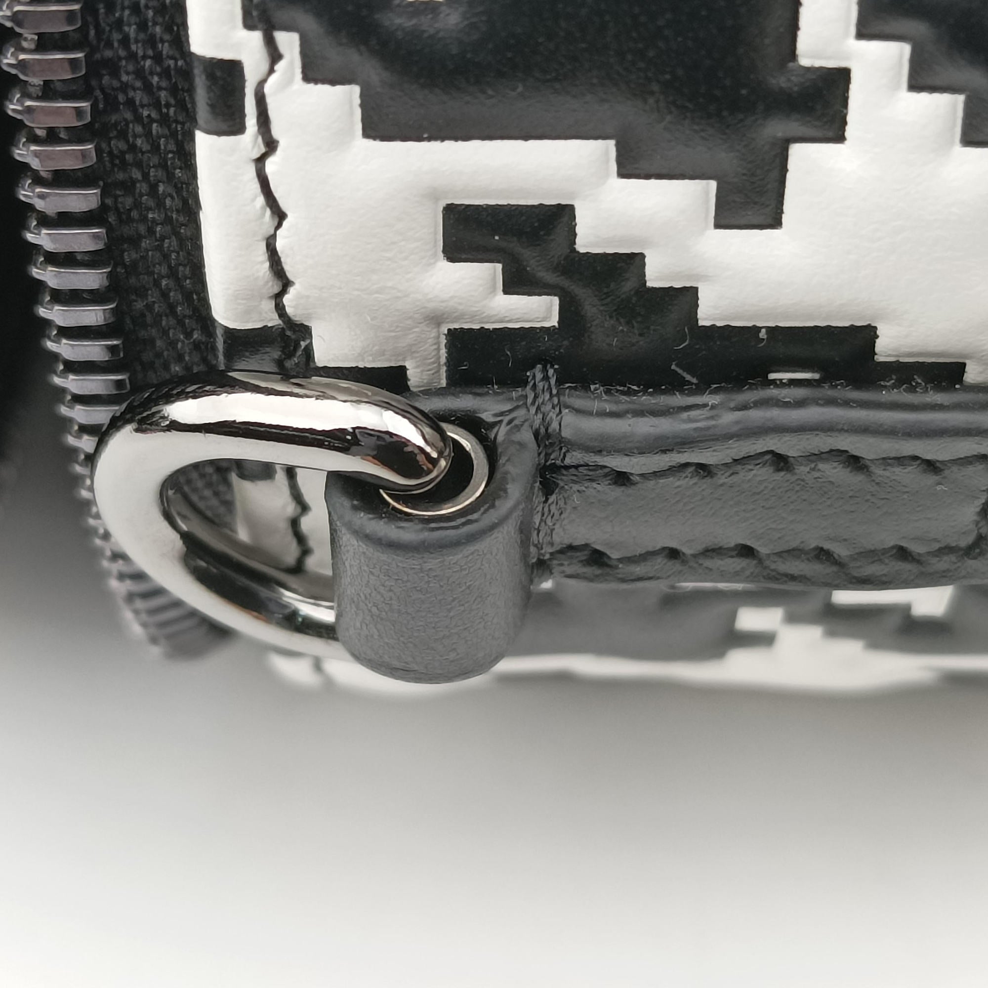 Houndstooth vanity bag Black and White Leather 56-MA-0272千鳥格子バニティバッグ ブラック×ホワイト レザー 56-MA-0272