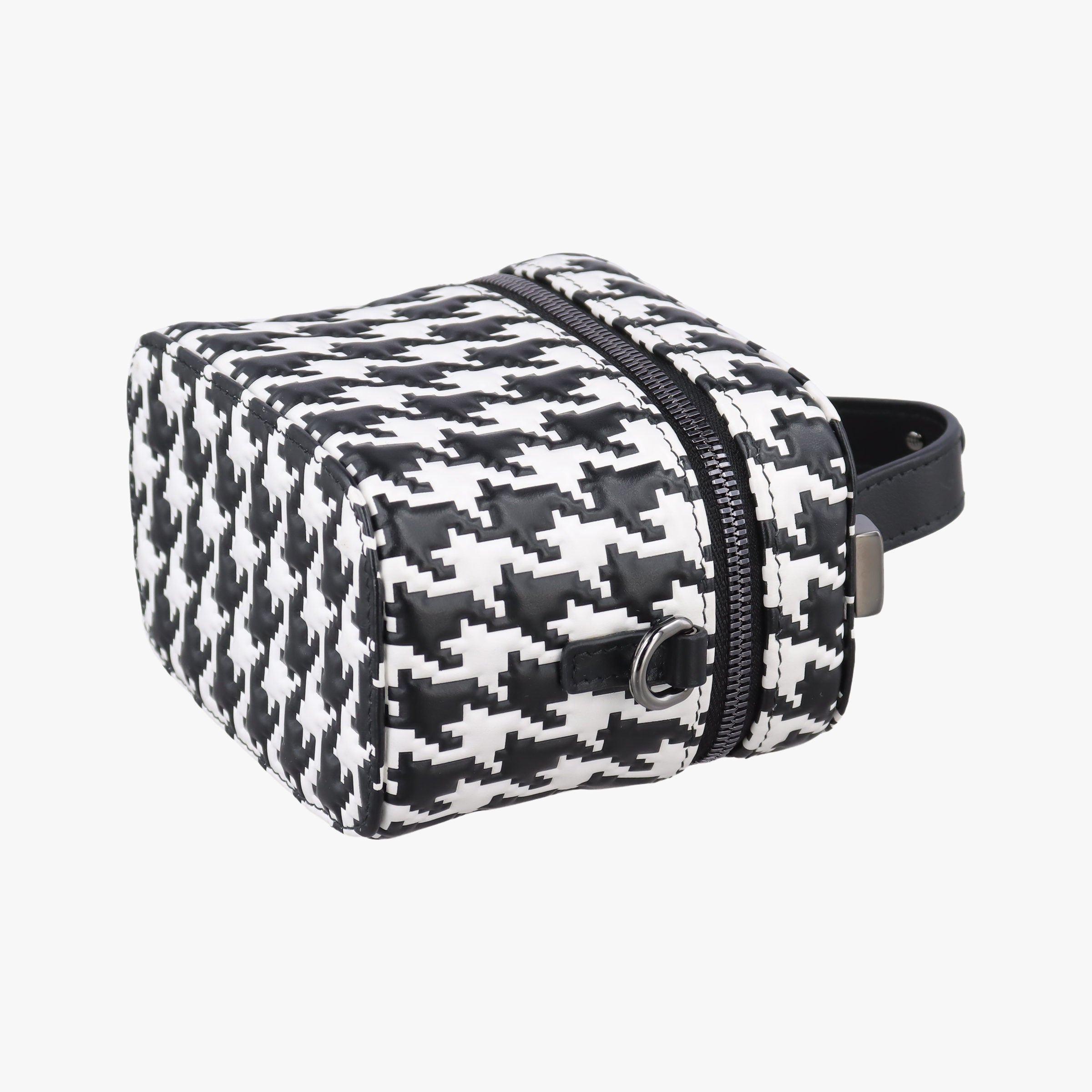 Houndstooth vanity bag Black and White Leather 56-MA-0272千鳥格子バニティバッグ ブラック×ホワイト レザー 56-MA-0272