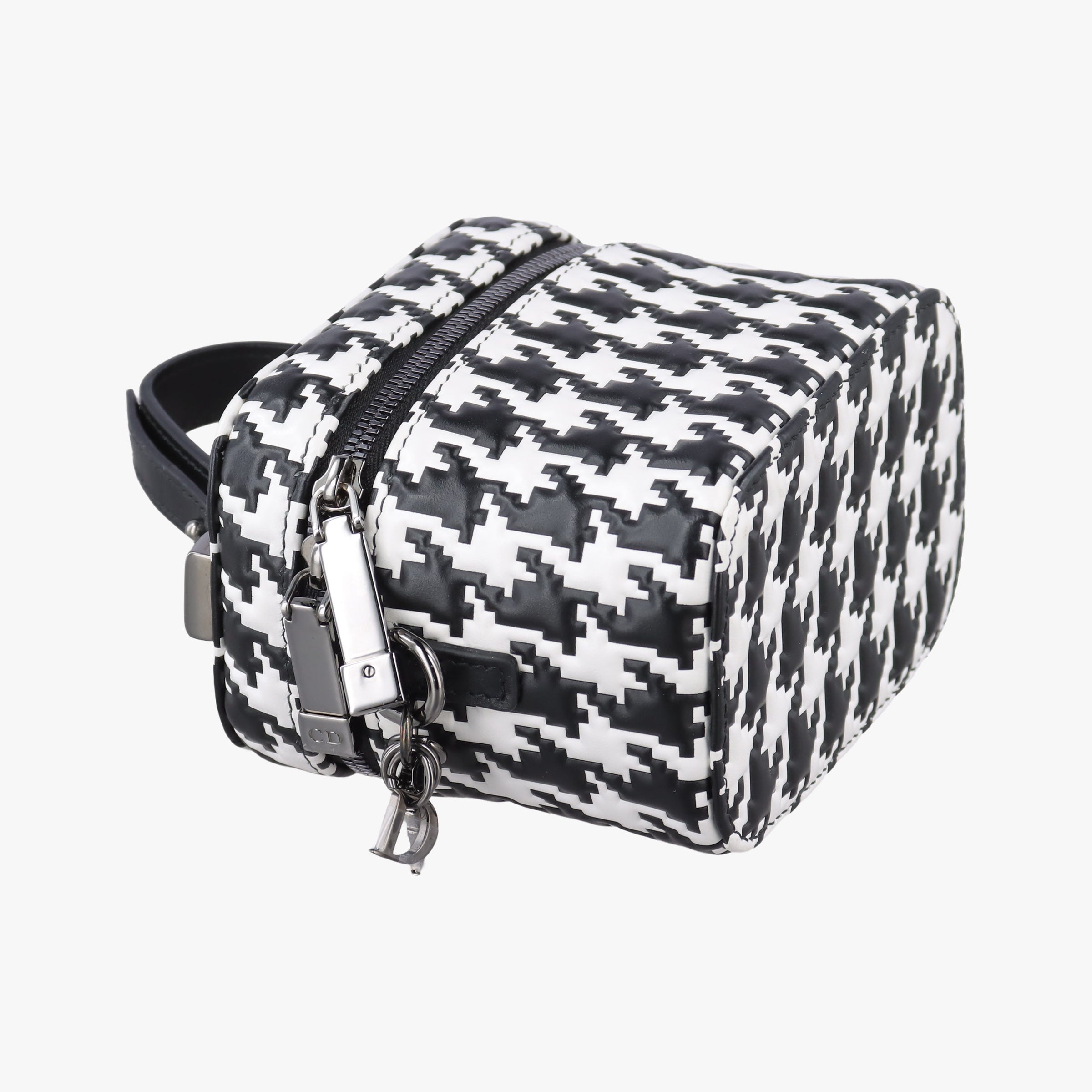 Houndstooth vanity bag Black and White Leather 56-MA-0272千鳥格子バニティバッグ ブラック×ホワイト レザー 56-MA-0272
