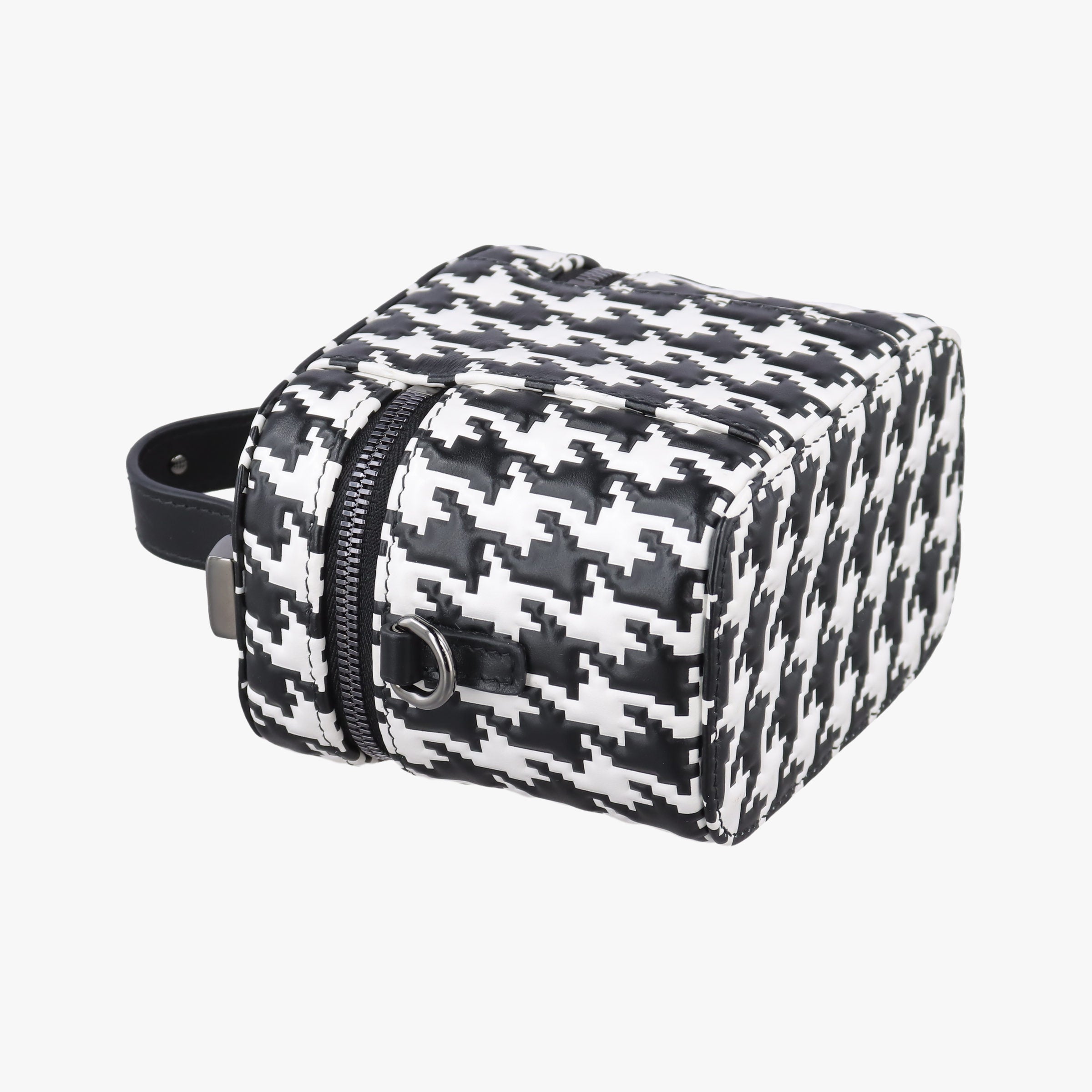Houndstooth vanity bag Black and White Leather 56-MA-0272千鳥格子バニティバッグ ブラック×ホワイト レザー 56-MA-0272