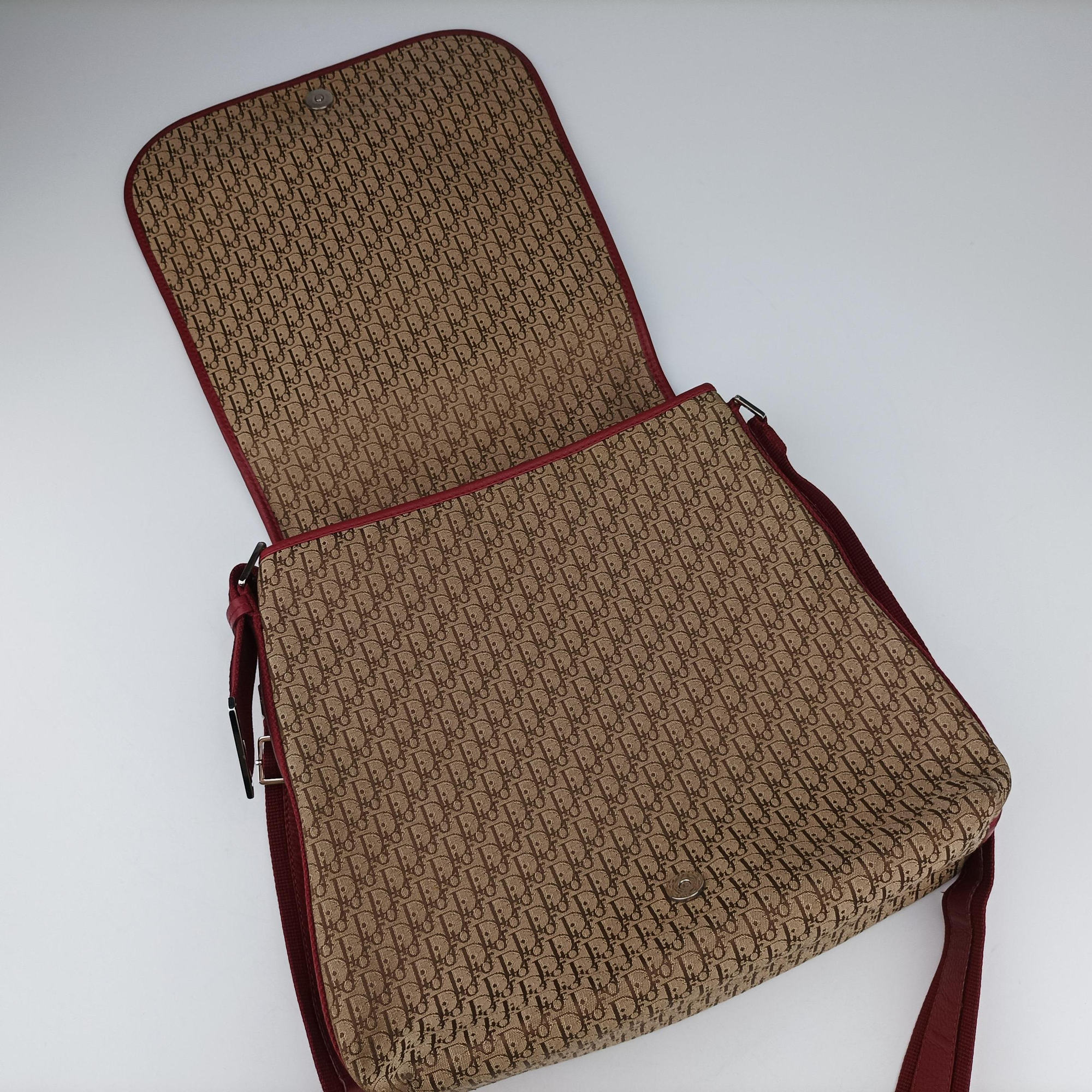 Street Chic Messenger Red × Brown Jacquard Canvas×Leather 07-BO-1015ストリートシック メッセンジャー レッド × ブラウン ジャガード キャンバス × カーフレザー 07-BO-1015
