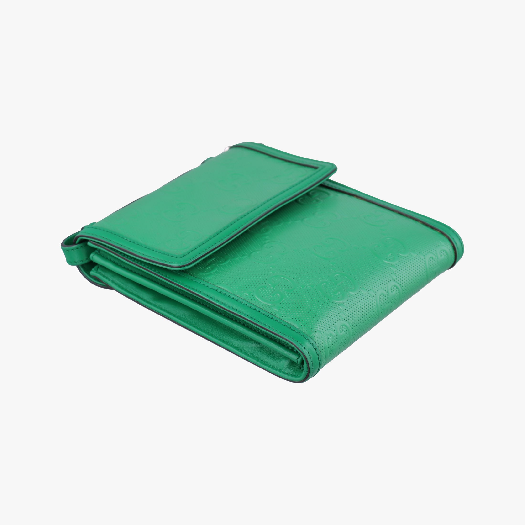 GG Embossed Messenger Bag Green Leather 625782 D033107394GGエンボス メッセンジャー グリーン レザー 625782 D033107394