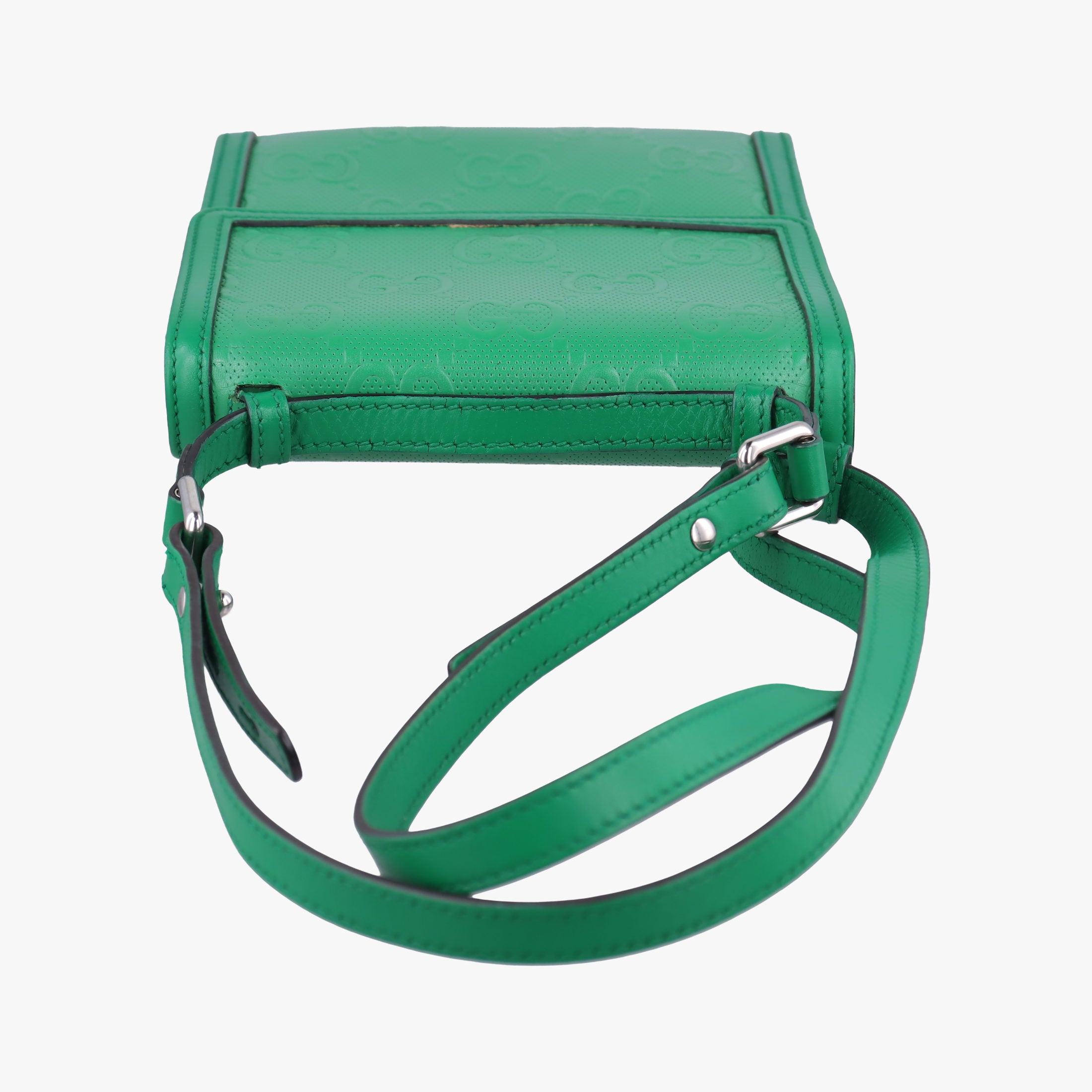 GG Embossed Messenger Bag Green Leather 625782 D033107394GGエンボス メッセンジャー グリーン レザー 625782 D033107394