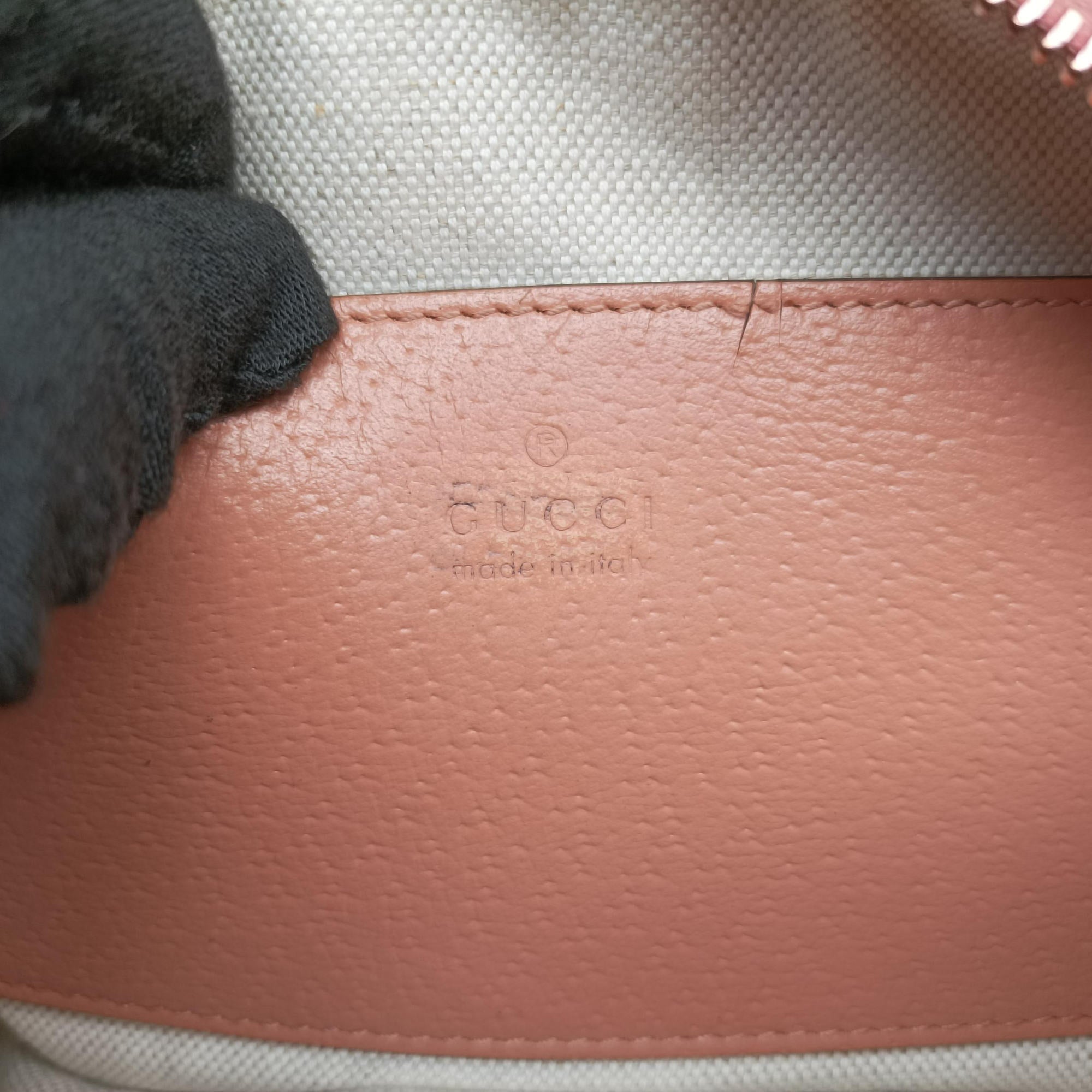 OPHIDIA Pink canvas×leather 574493 オフィディア ピンク キャンバス×レザー 574493