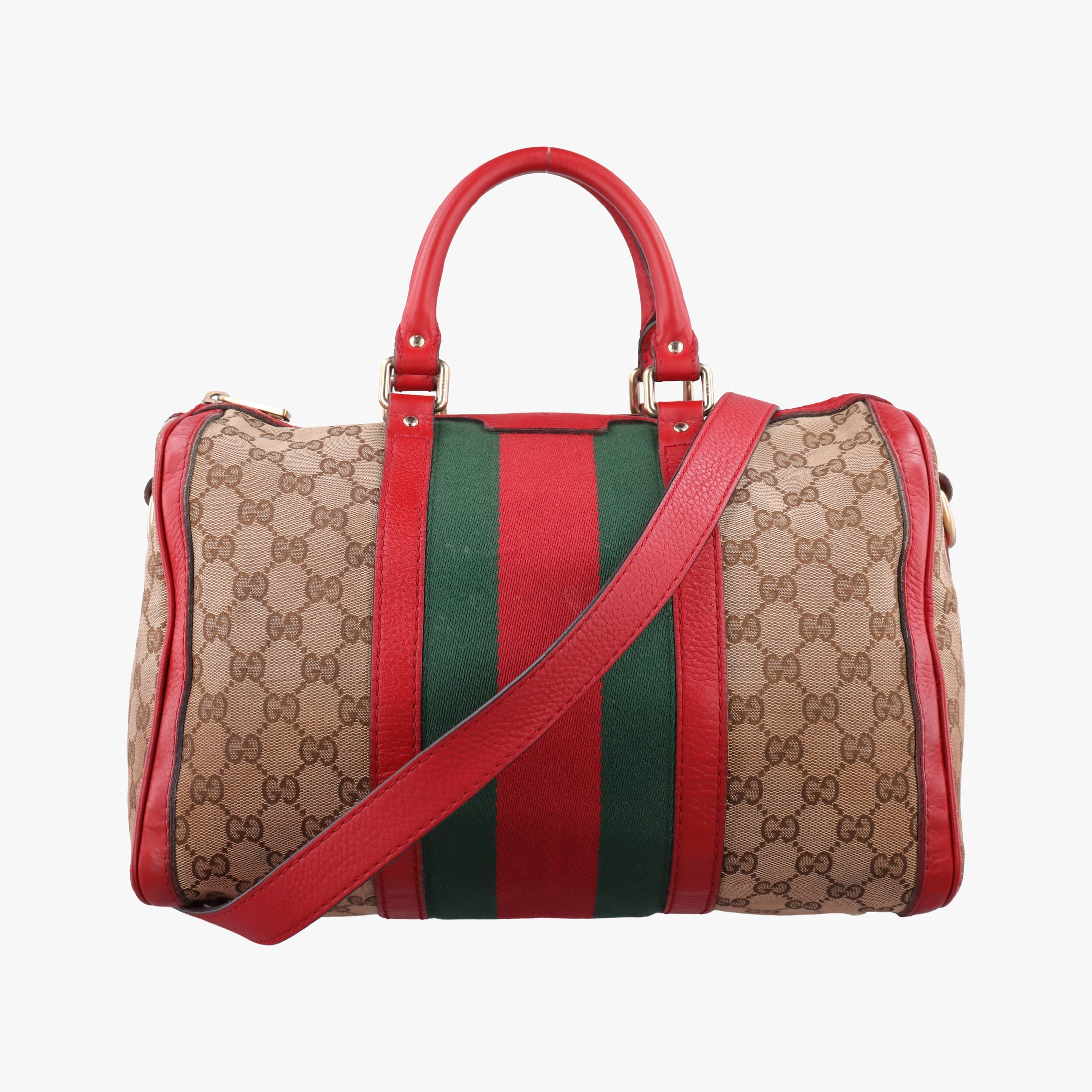 Sherry Line Beige×Red×Green canvas×leather 247205 A018136480シェリーライン ベージュ×レッド×グリーン キャンバス×レザー 247205 A018136480