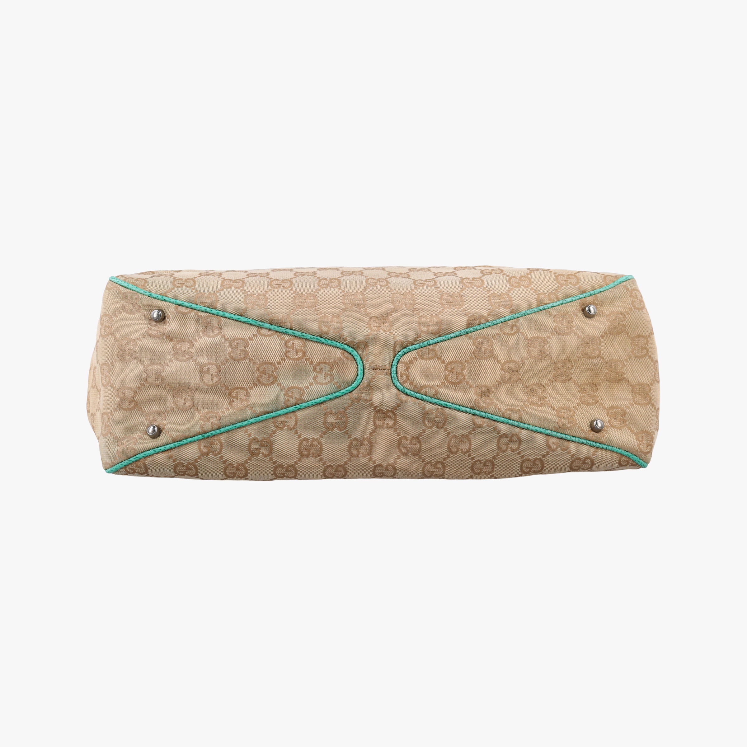 GG Canvas Tote Beige × Green canvas×leather 113017 GGキャンバス トート ベージュ x グリーン キャンバス×レザー 113017