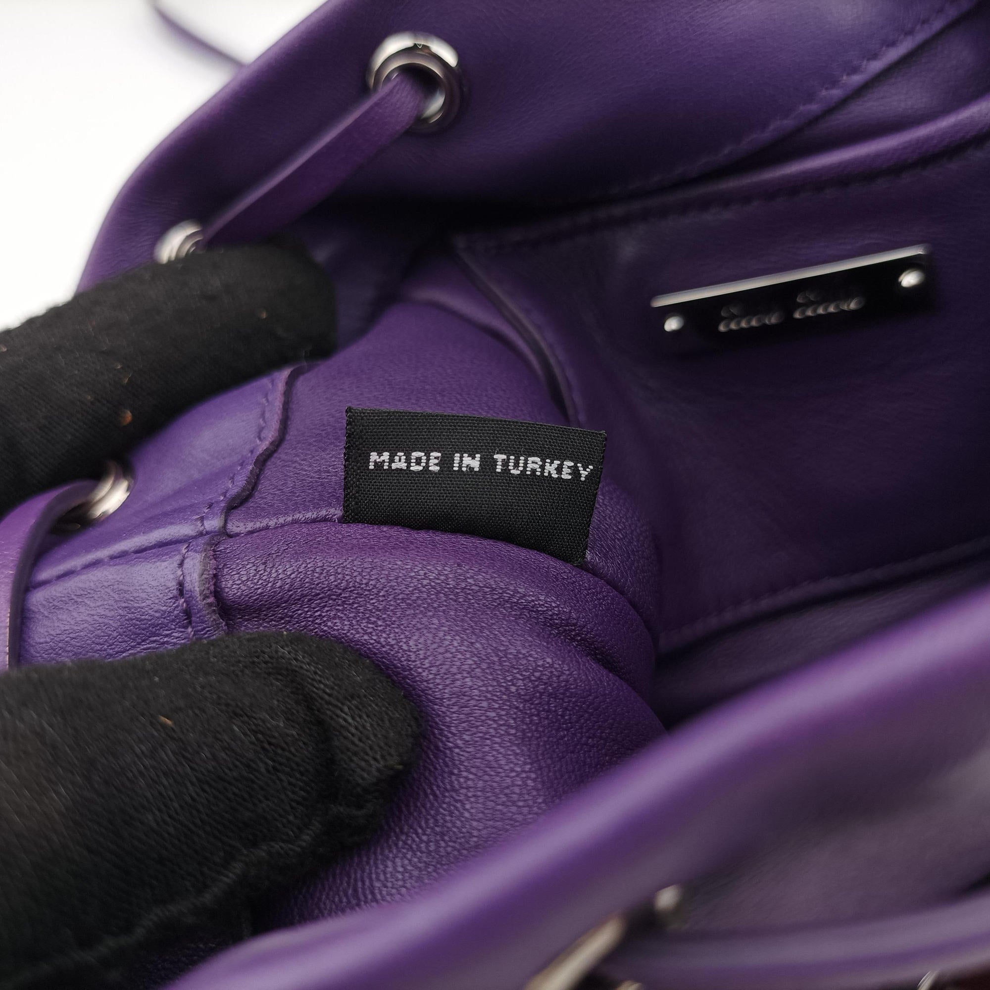 Grommet Mini Jewel Embellished Drawstring Bucket Purple lambskin 197/Bグロメットミニ ジュエルエンベリッシュド ドローストリング バケット パープル ラムスキン 197/B