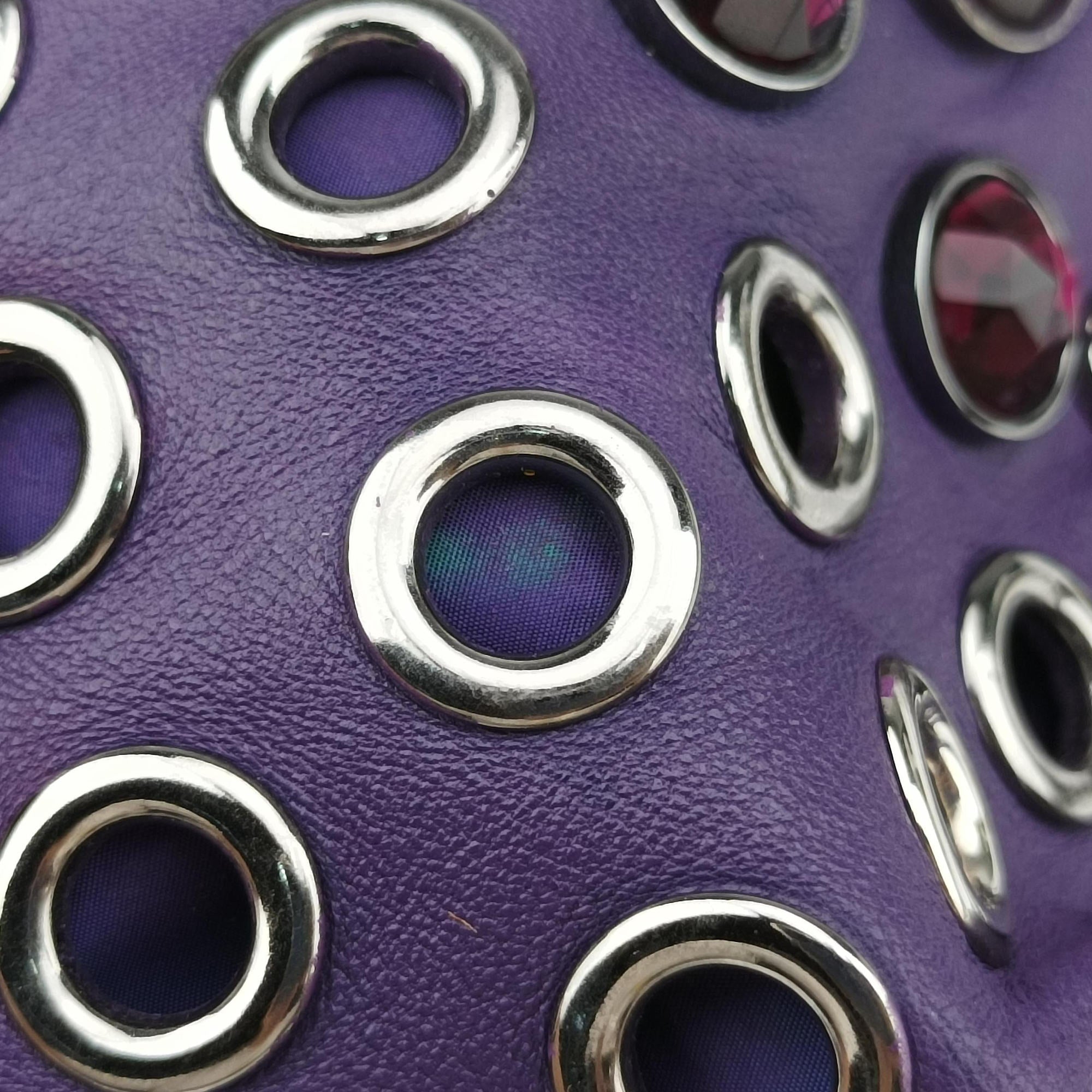 Grommet Mini Jewel Embellished Drawstring Bucket Purple lambskin 197/Bグロメットミニ ジュエルエンベリッシュド ドローストリング バケット パープル ラムスキン 197/B