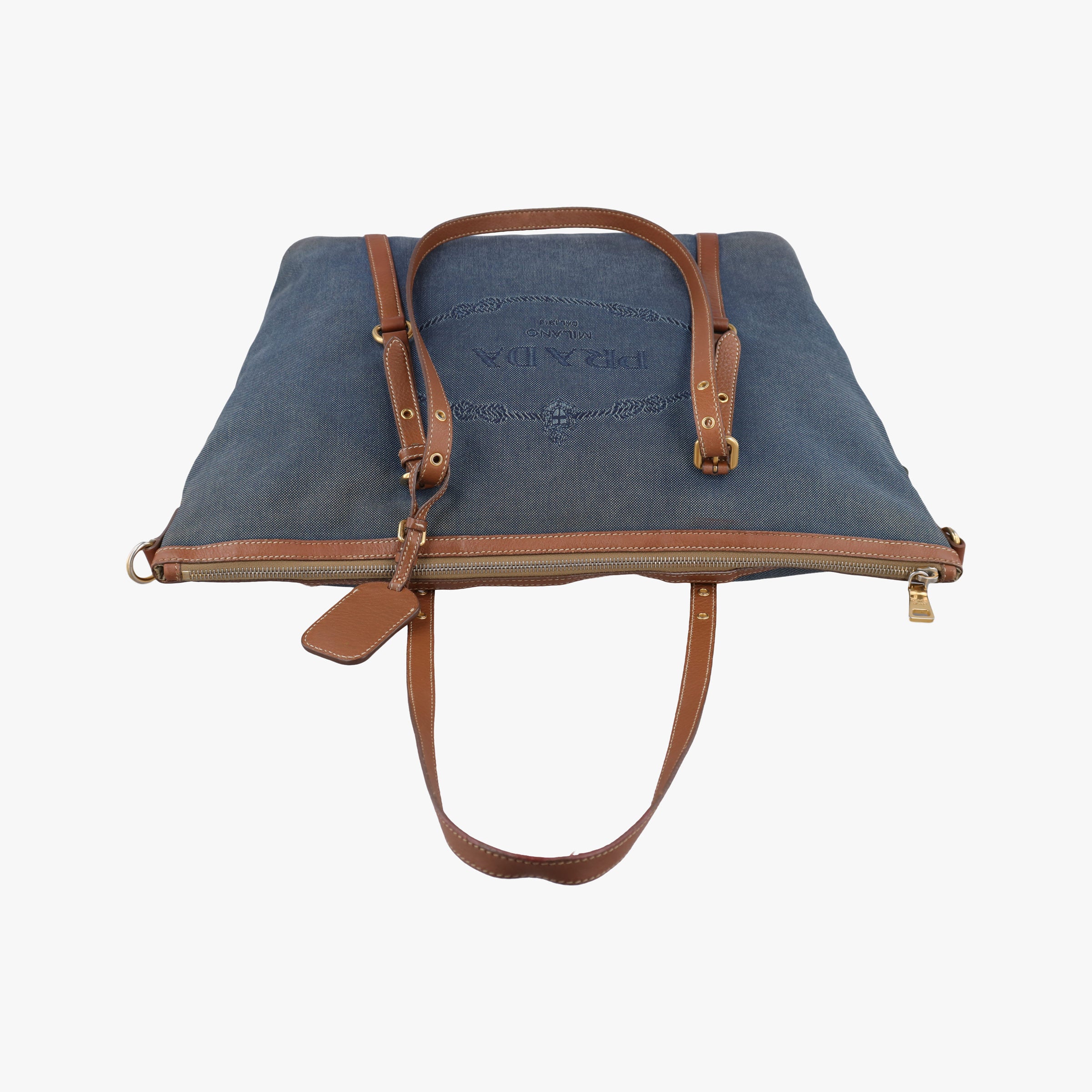 Logo Jacquard Blue × Brown Canvas × Leather BR4253 14ロゴジャガード ブルー × ブラウン キャンバス × レザー BR4253 14
