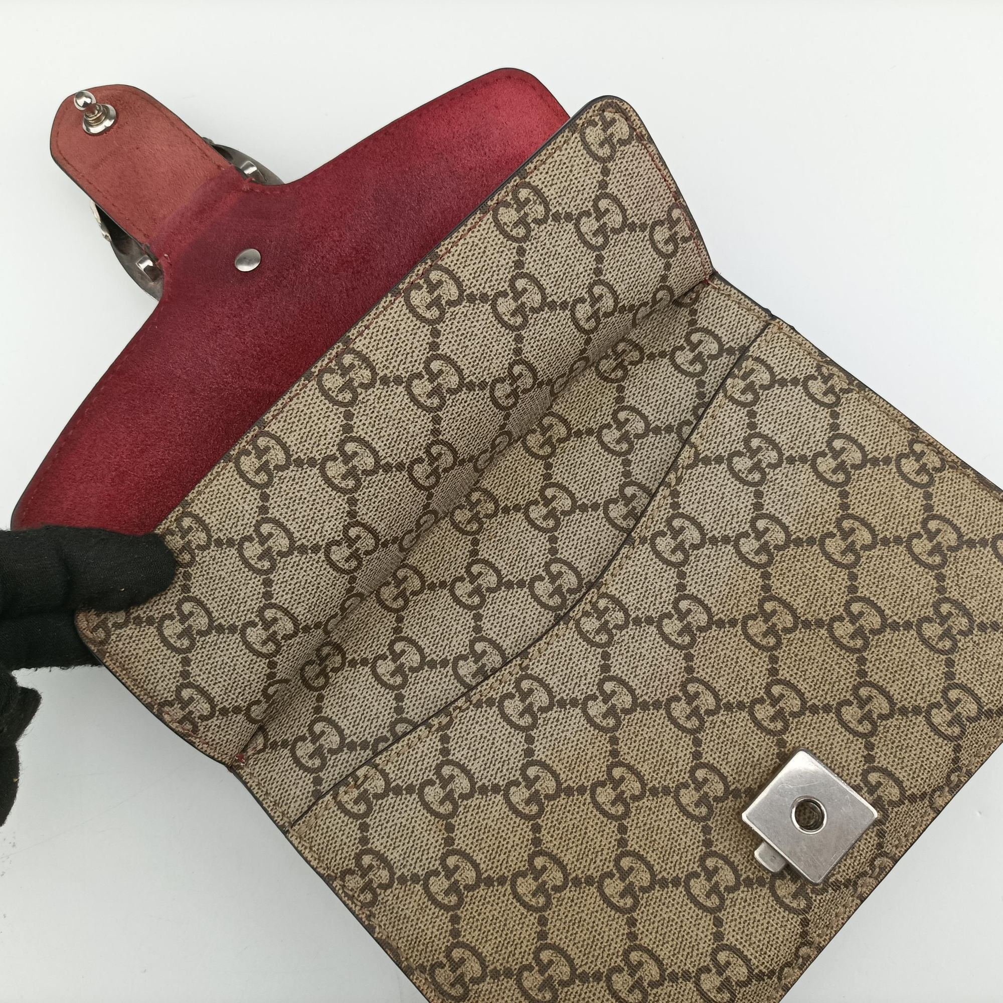 Dionysus beige×red×multicolor PVC coated canvas × suede 421970 D024705047ディオニュソス ベージュ×レッド×マルチカラー PVCコーティングキャンバス×スエード 421970 D024705047
