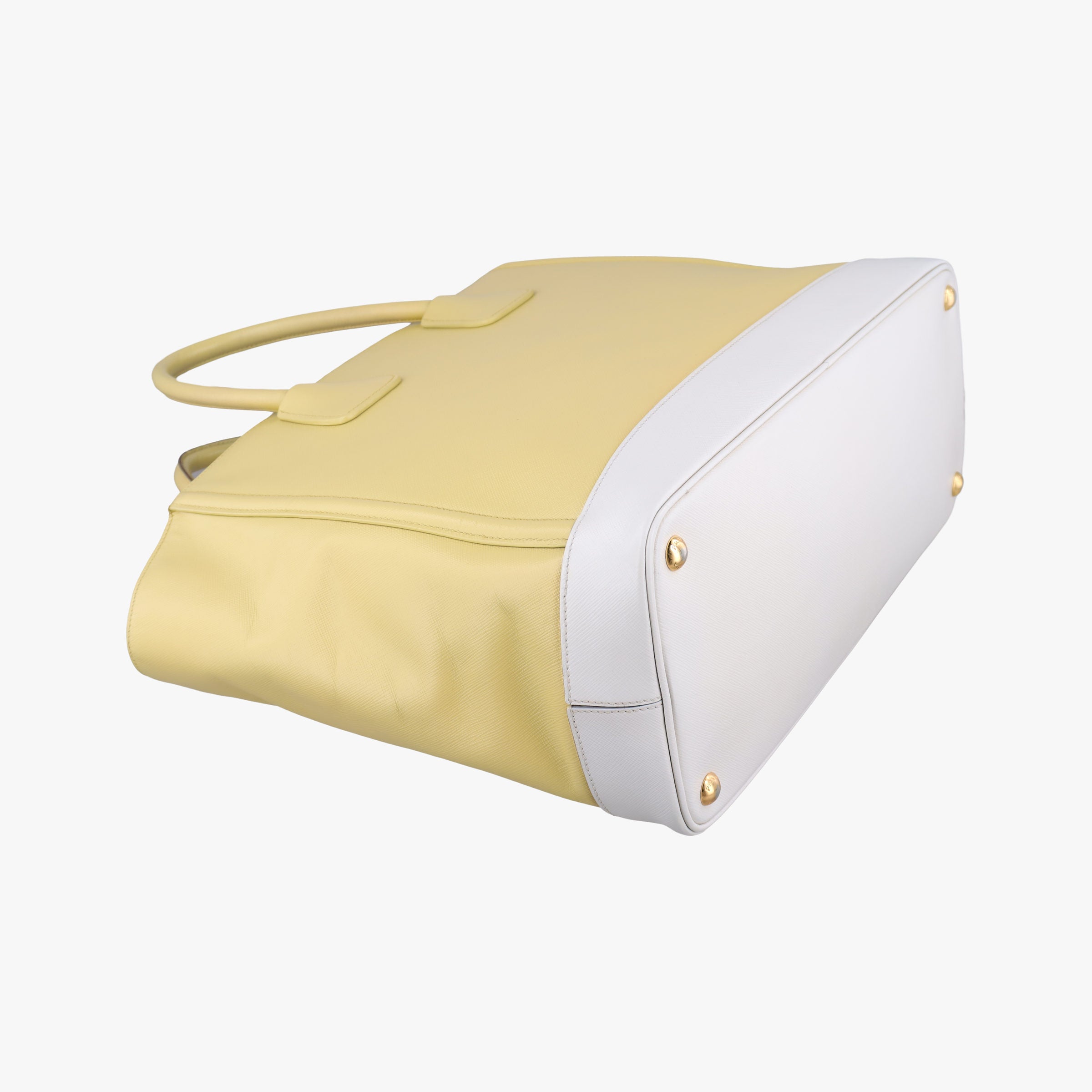 Tote bag YellowxWhite Saffiano leather 7/R 164トートバッグ イエローxホワイト サフィアーノレザー 7/R 164