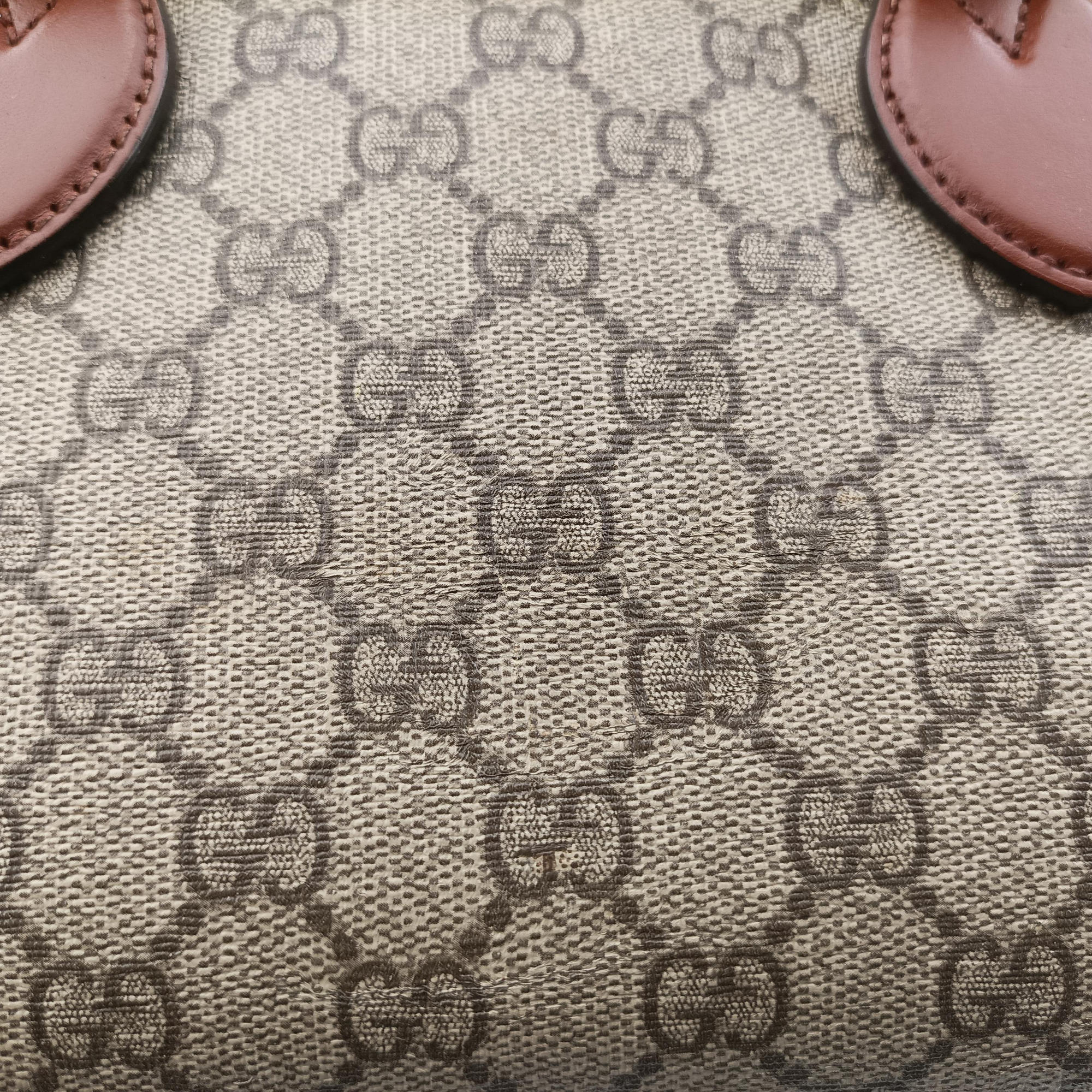 Vintage Gucci GG SUPREME beige×brown PVC coated canvas×Leather 409529 shoulderbag | stylenewstar