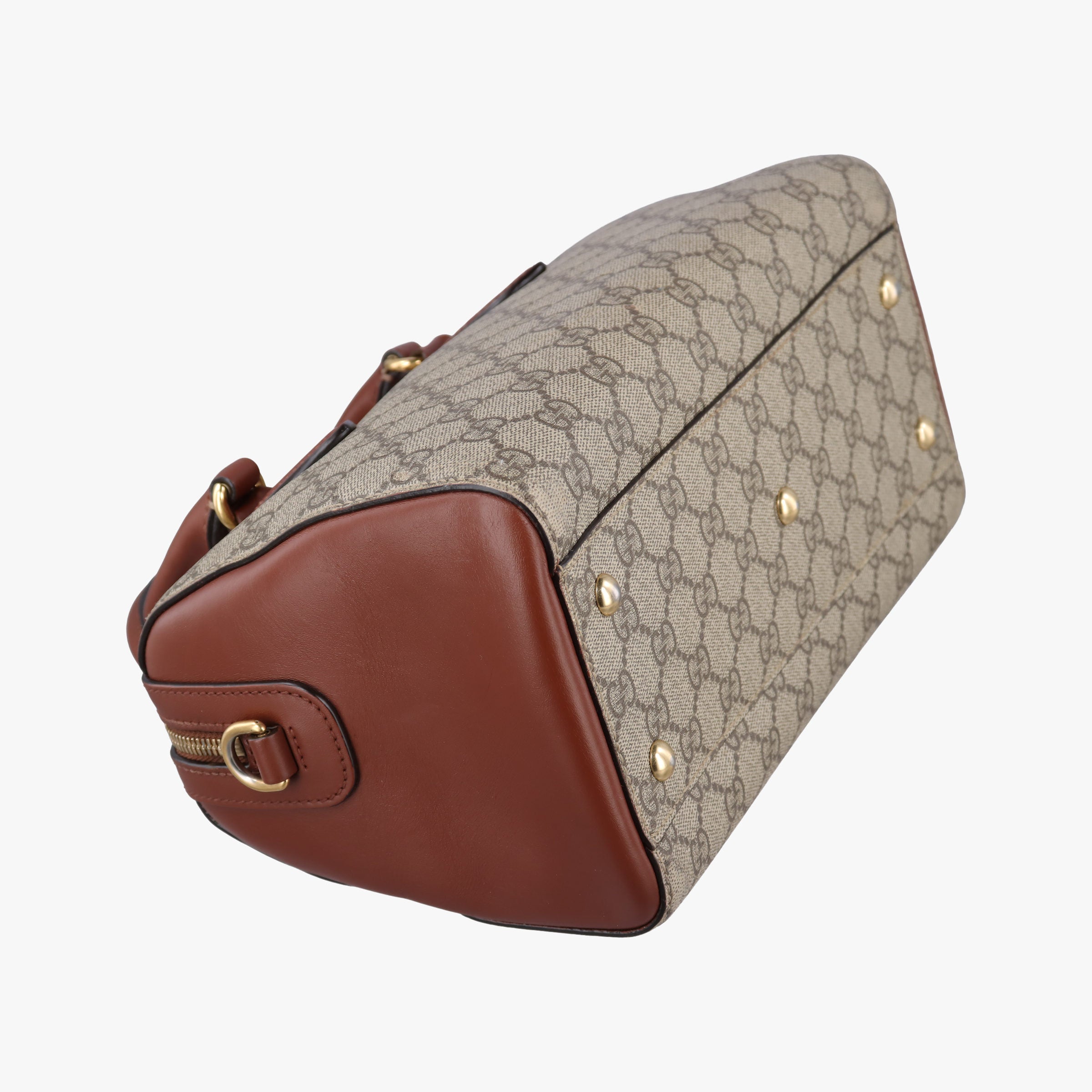 Vintage Gucci GG SUPREME beige×brown PVC coated canvas×Leather 409529 shoulderbag | stylenewstar