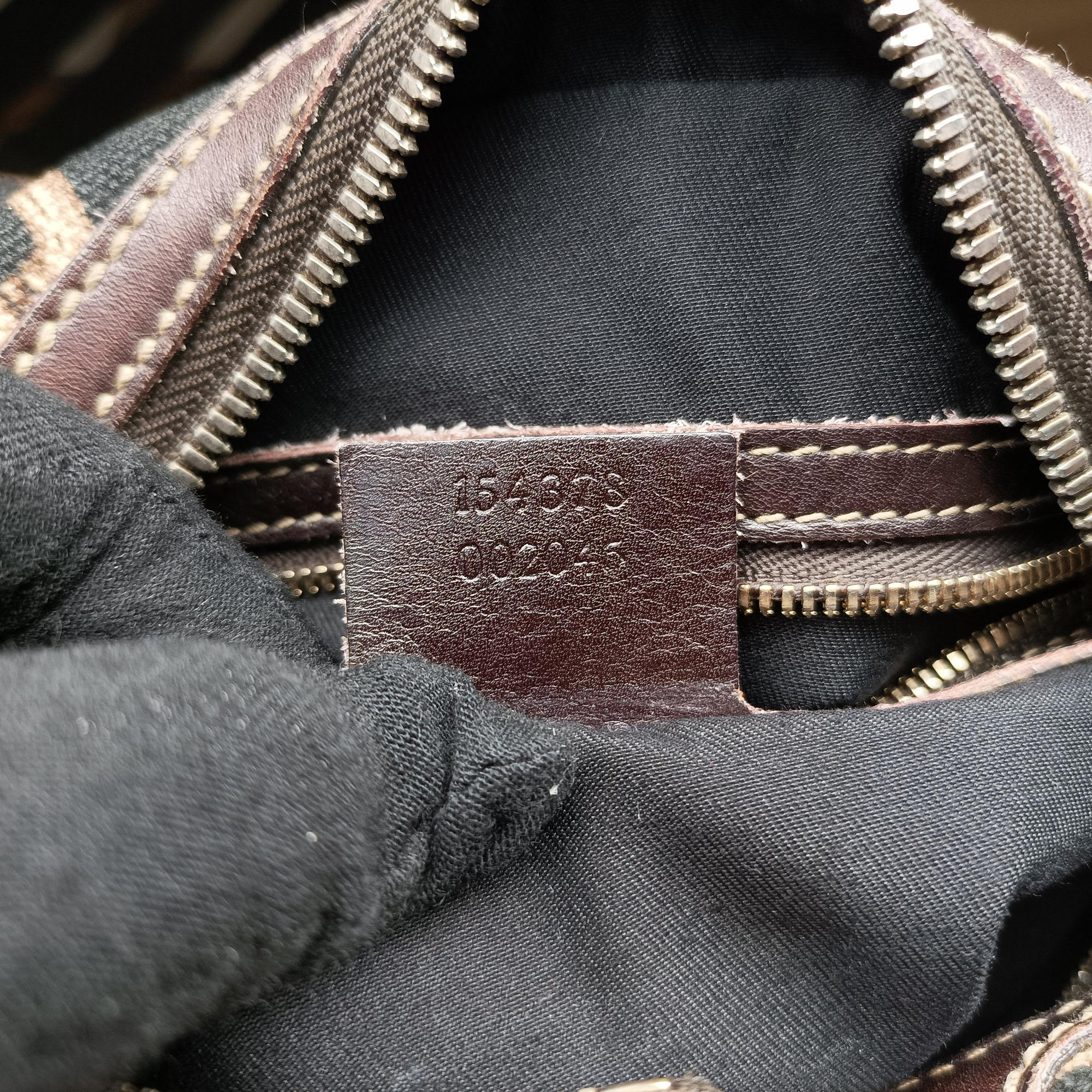 Amalfi bamboo Brown Canvas×Leather 154378 アマルフィ バンブー ブラウン キャンバス×レザー 154378
