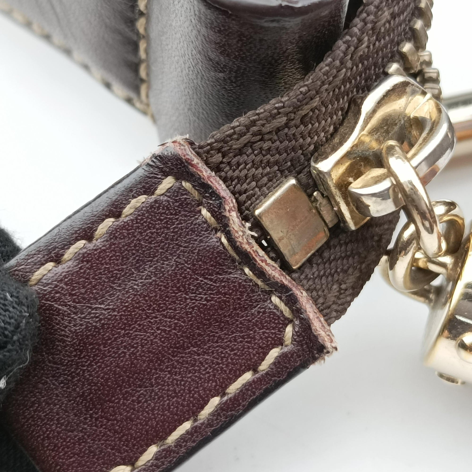 Amalfi bamboo Brown Canvas×Leather 154378 アマルフィ バンブー ブラウン キャンバス×レザー 154378