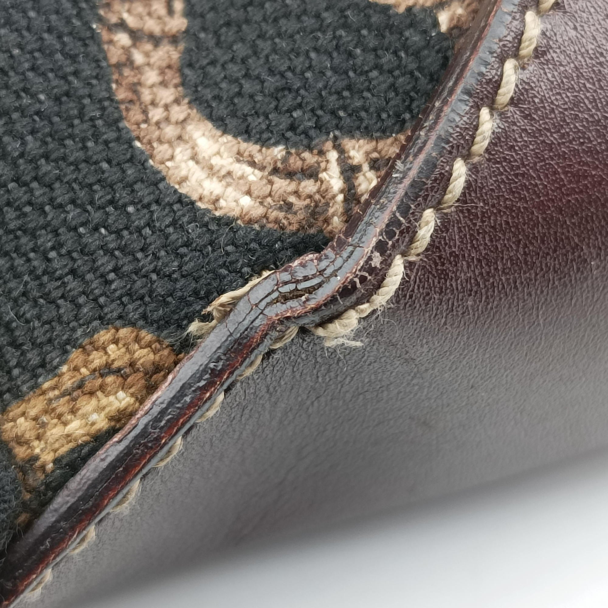 Amalfi bamboo Brown Canvas×Leather 154378 アマルフィ バンブー ブラウン キャンバス×レザー 154378