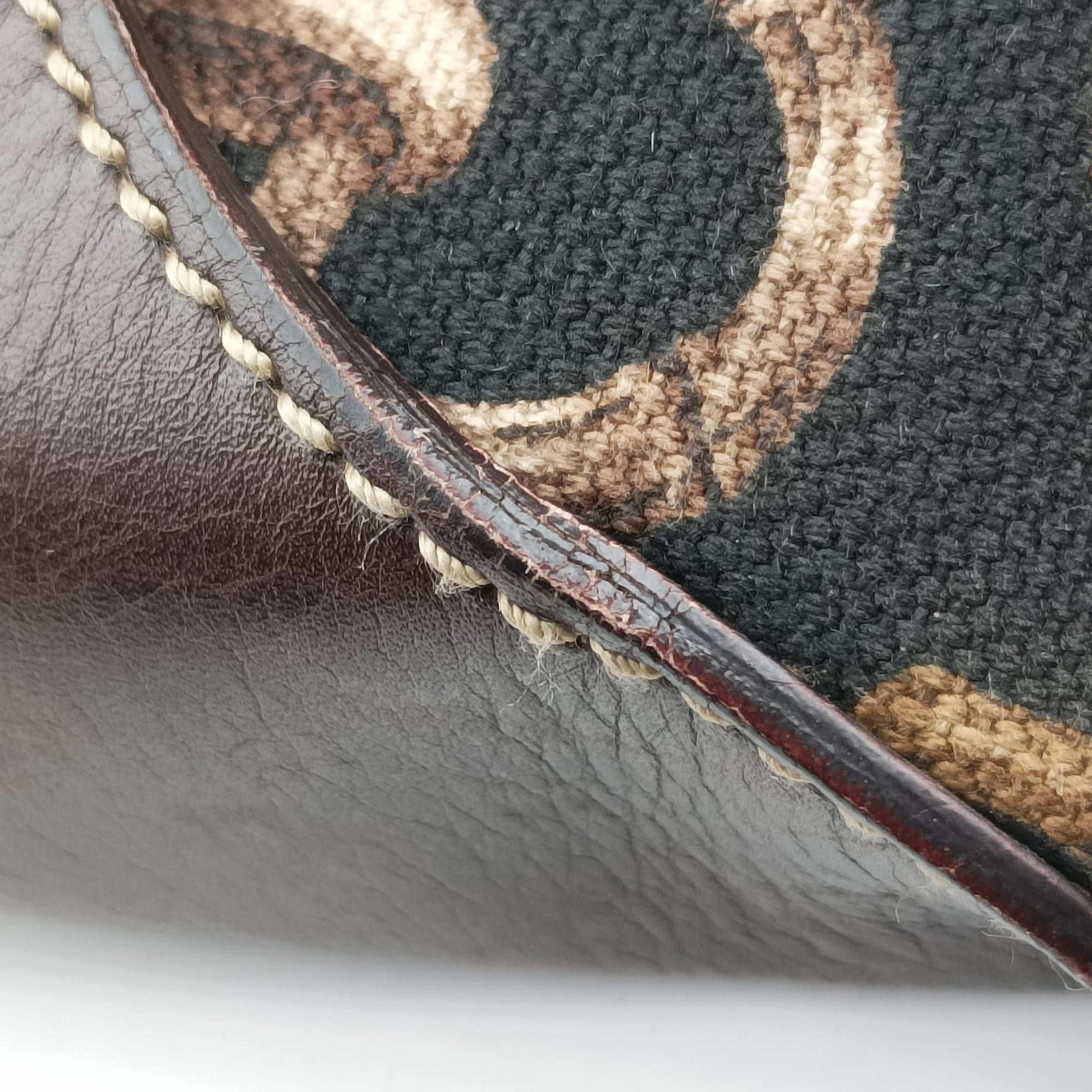 Amalfi bamboo Brown Canvas×Leather 154378 アマルフィ バンブー ブラウン キャンバス×レザー 154378
