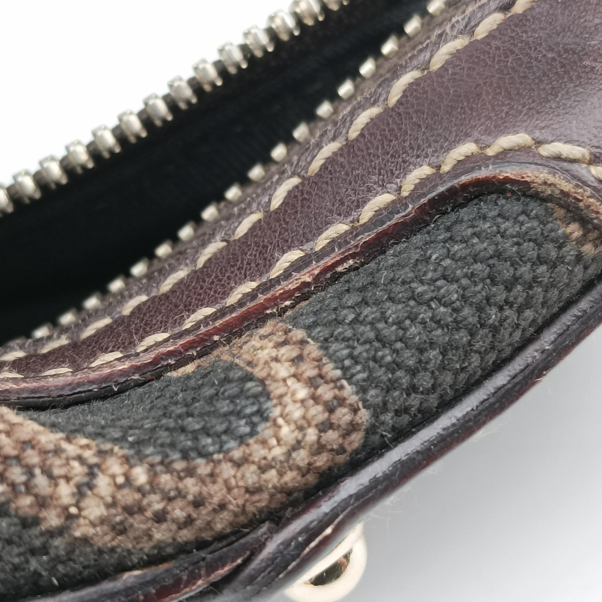 Amalfi bamboo Brown Canvas×Leather 154378 アマルフィ バンブー ブラウン キャンバス×レザー 154378