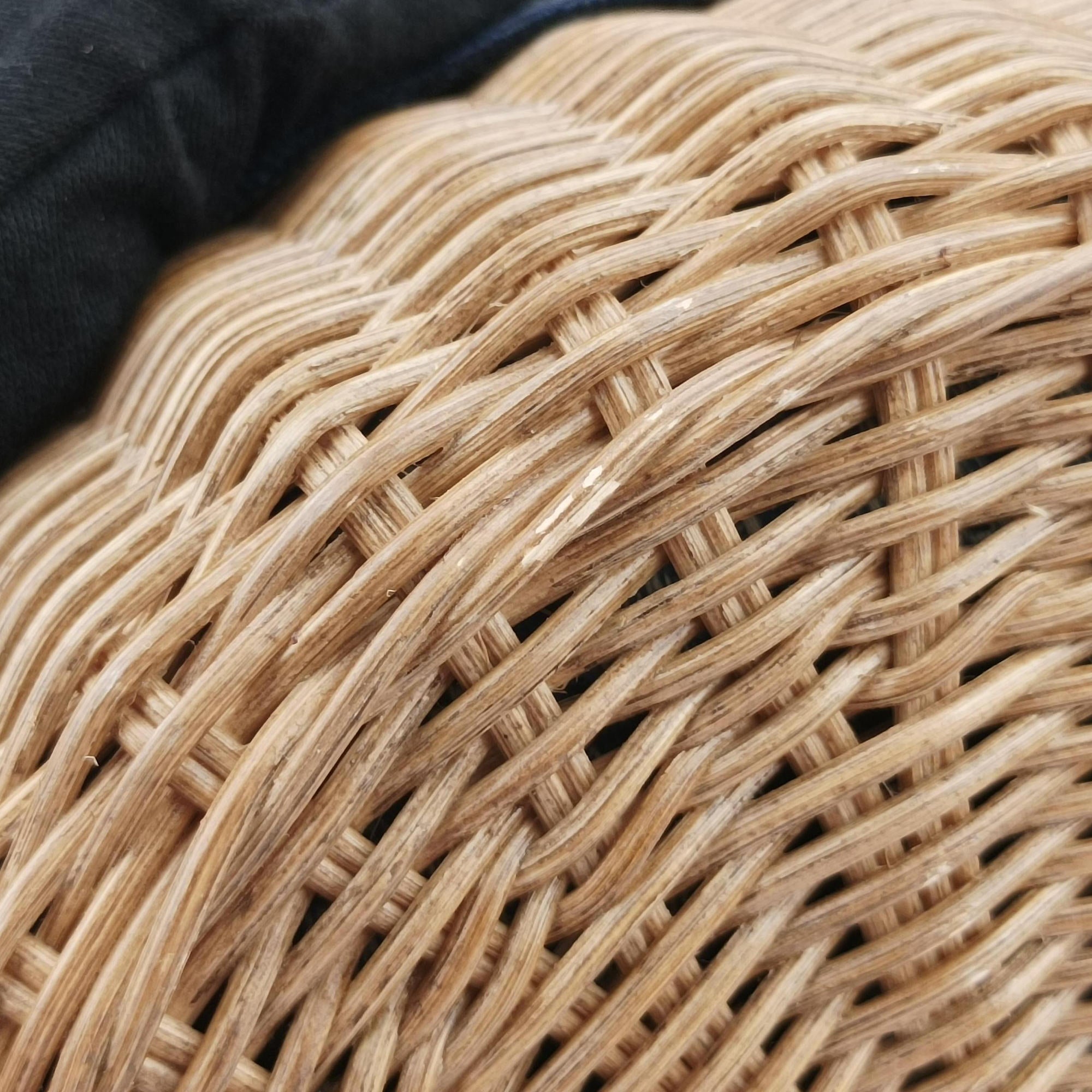 Wicker Basket Beige×navy Natural wicker×Dior oblique jacquard 63-MA-0211ウィッカー バケット ベージュ×ネイビー ナチュラルウィッカー×ディオール オブリーク ジャカード 63-MA-0211
