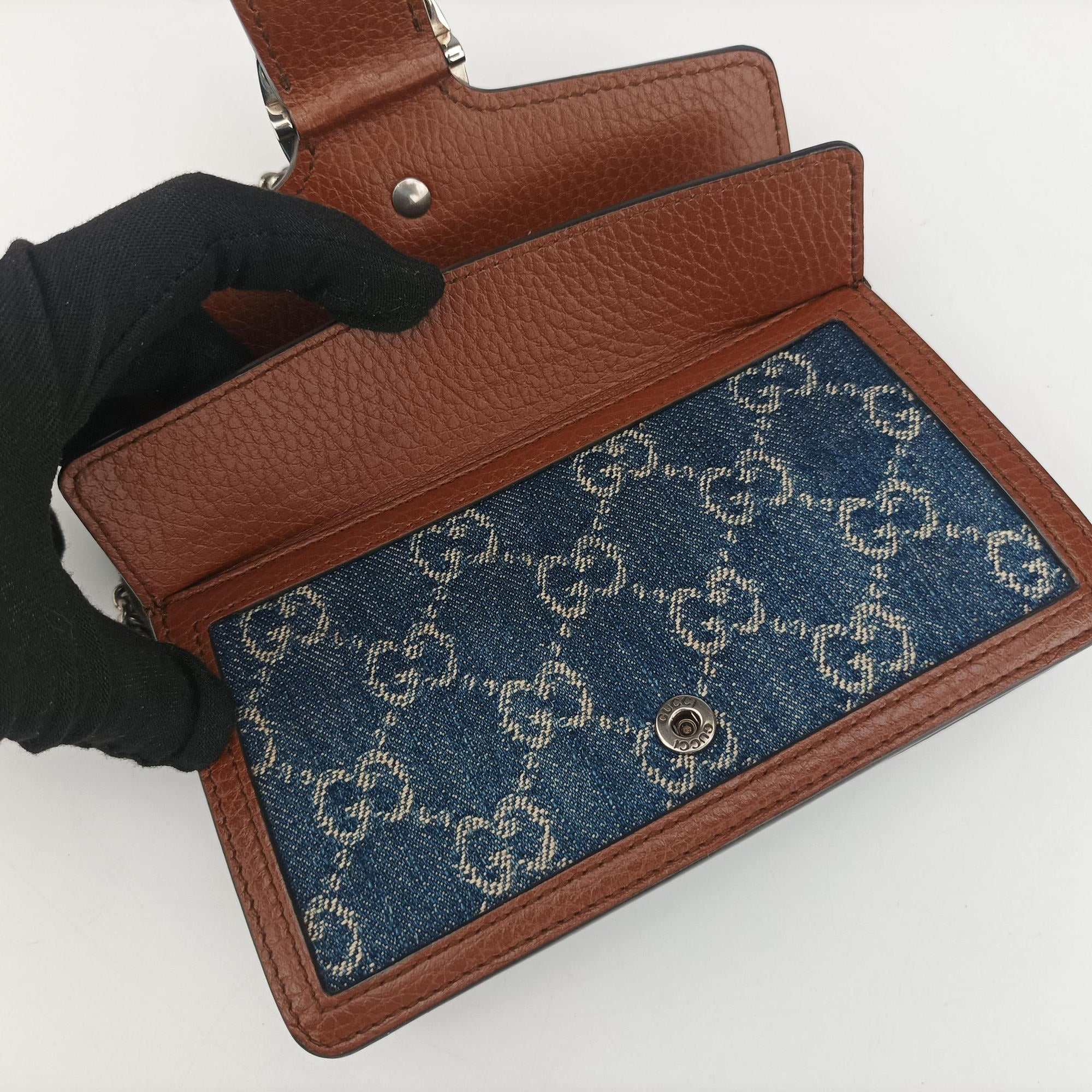 Dionysus Blue×brown denim×leather 476432 ディオニュソス ブルー×ブラウン デニム×レザー 476432