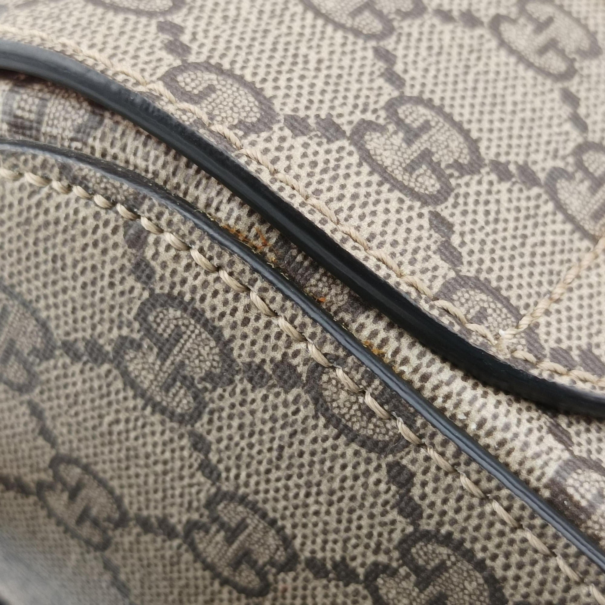 GG flora Padlock Bamboo Brown × Red PVC coated canvas×leather 603221 I037029936GGアップル パドロック バンブー ブラウン × レッド PVCコーティングキャンバス×レザー 603221 I037029936