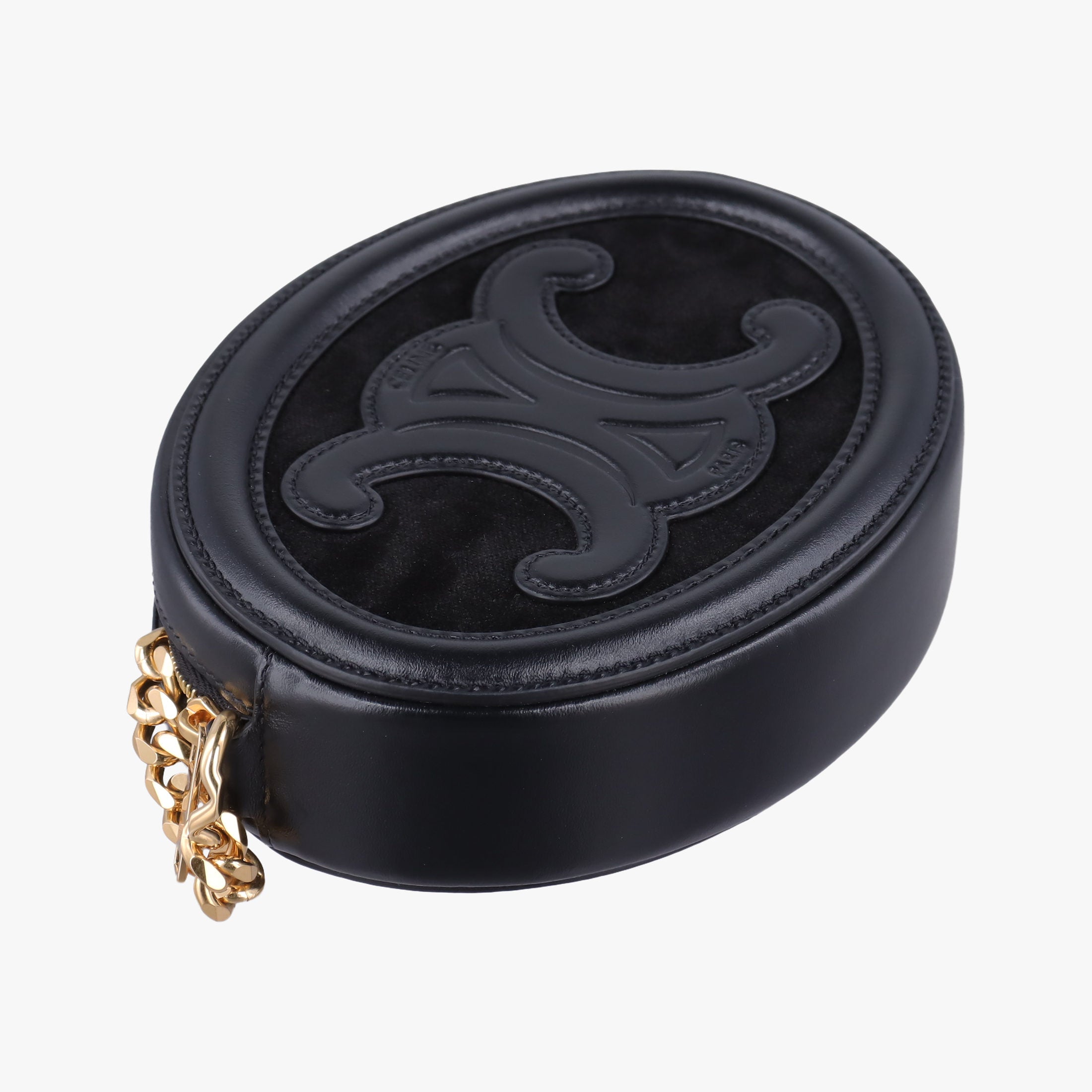 Oval Purse Cuir Triomphe Black Leather x velour S-BB-3271オーバルパース キュイル トリオンフ ブラック レザーxベロア S-BB-3271