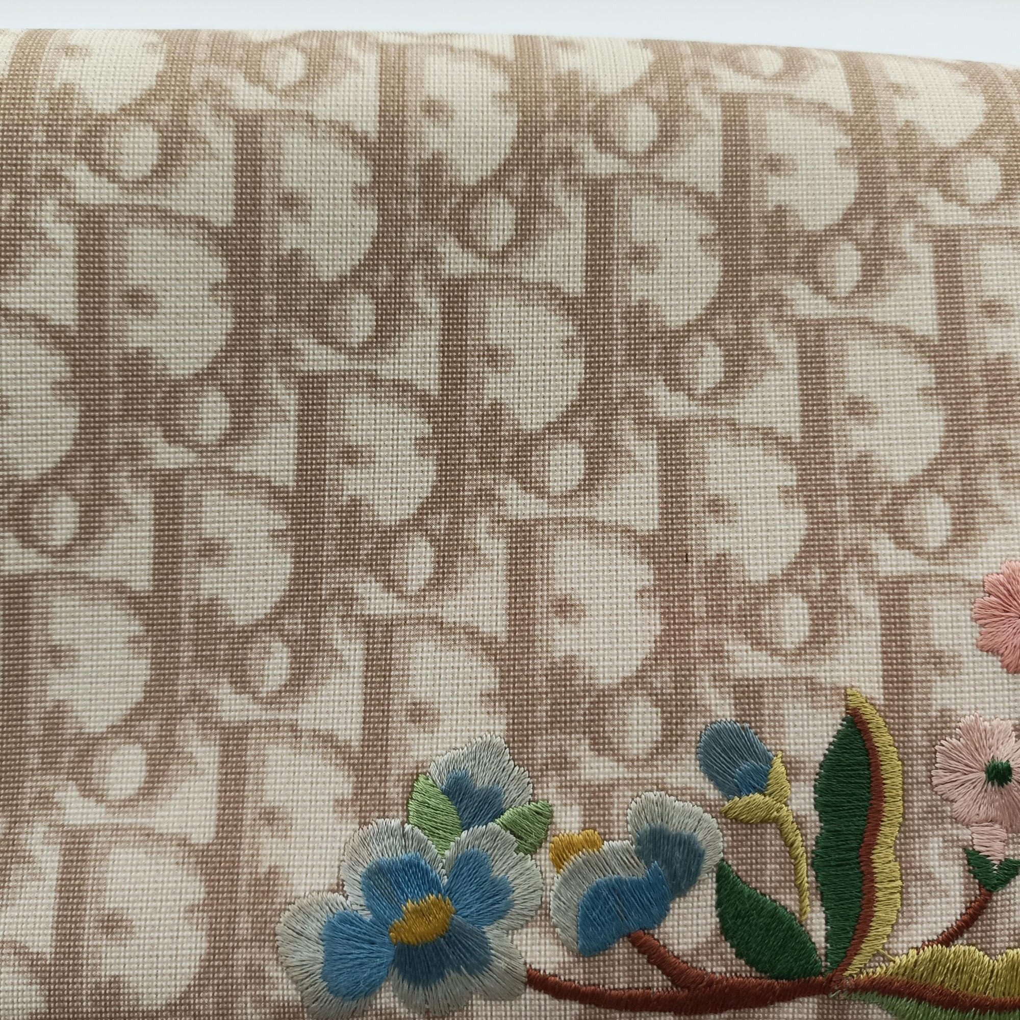 Trotter Flower Beige PVC Coated Canvas Floral Embroidery 03-BO-0015トロッター フラワー ベージュ PVCコーティングキャンバス 花刺繍 03-BO-0015